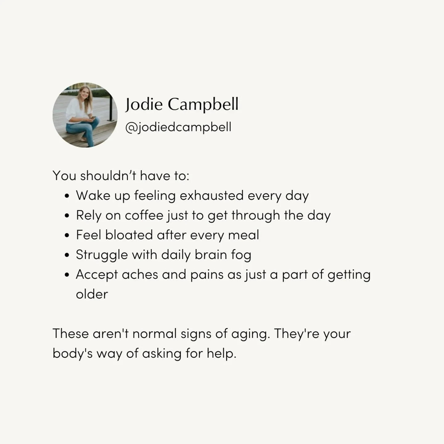 Drop a YES below if this feels like your day 👇

You wake up tired even though you went to bed at a decent time. Coffee happens before your feet even hit the floor. 

By mid afternoon your brain feels foggy, your jeans feel tight, and your patience i