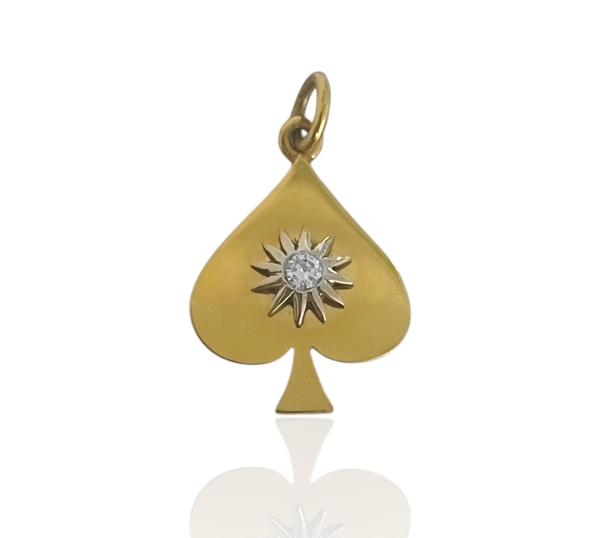 18k Spade Charm with Diamond