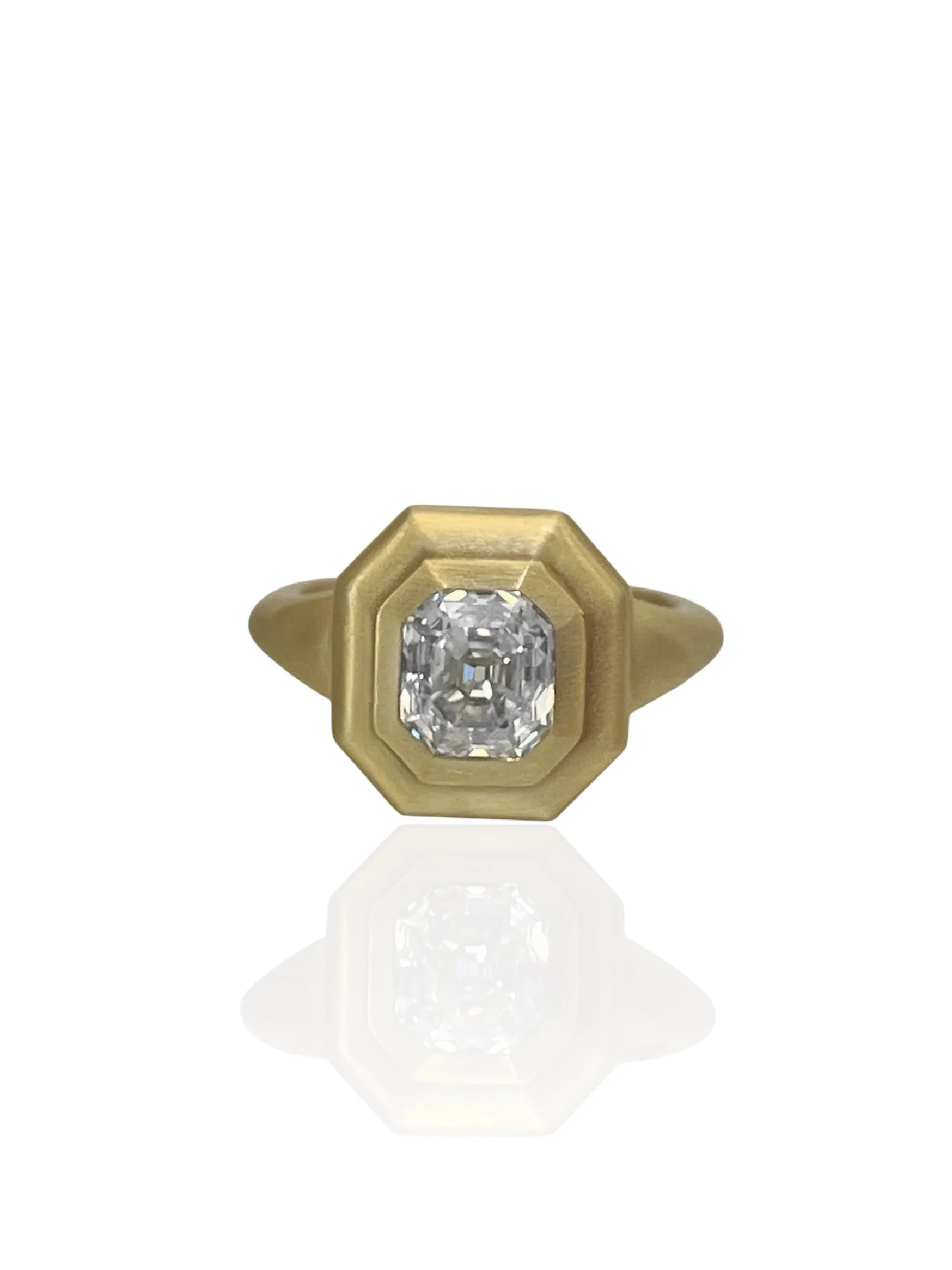 Step Cut Diamond Signet Ring