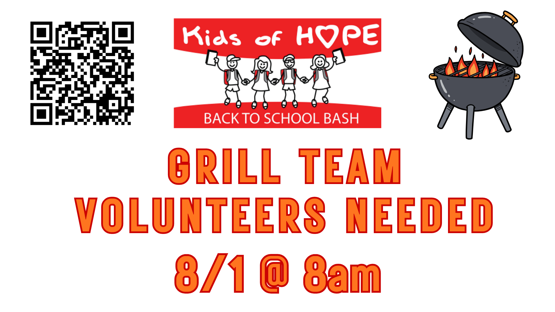 Serve Opportunity- Men’s Grill Team for Hope Helps Back-to-school Bash