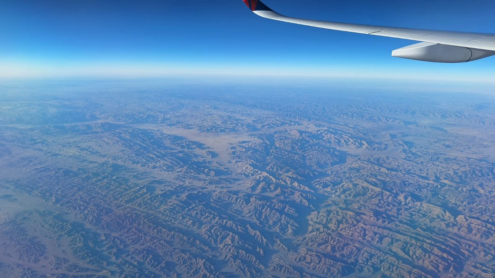 A view from the plane as the team is flying over Africa.