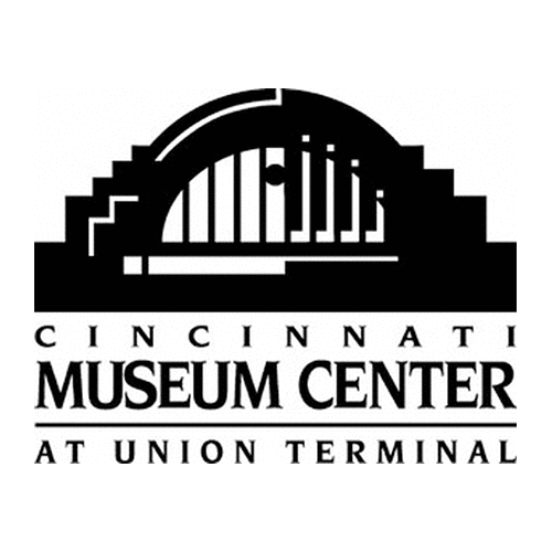 Logo of Cincinnati Museum Center at Union Terminal, featuring an art deco design with the name written in bold letters.