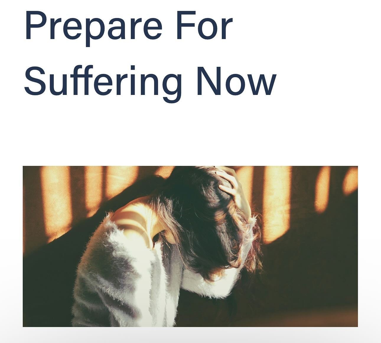 Check out this blog post on suffering and God&rsquo;s never-ending presence through the valleys! 

https://www.newcityatthemill.org/blog/prepare-for-suffering-now
