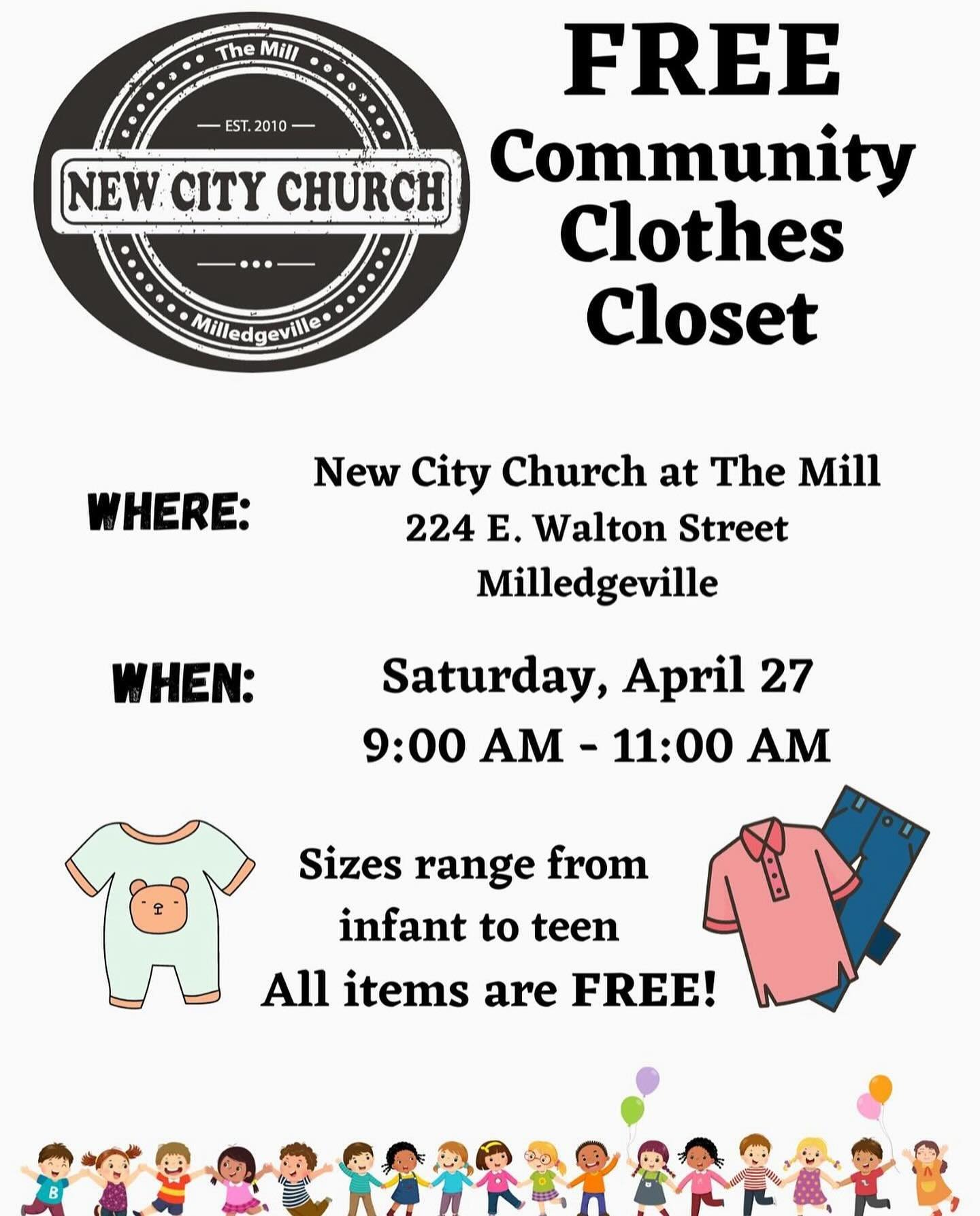 NEW CITY CLOTHING CLOSET OPENING AGAIN
&bull;
New City at The Mill is happy to announce we will be opening our clothing closet again! We would like to open this closet to anybody in the community: foster families, community surrounding the Mill, the 