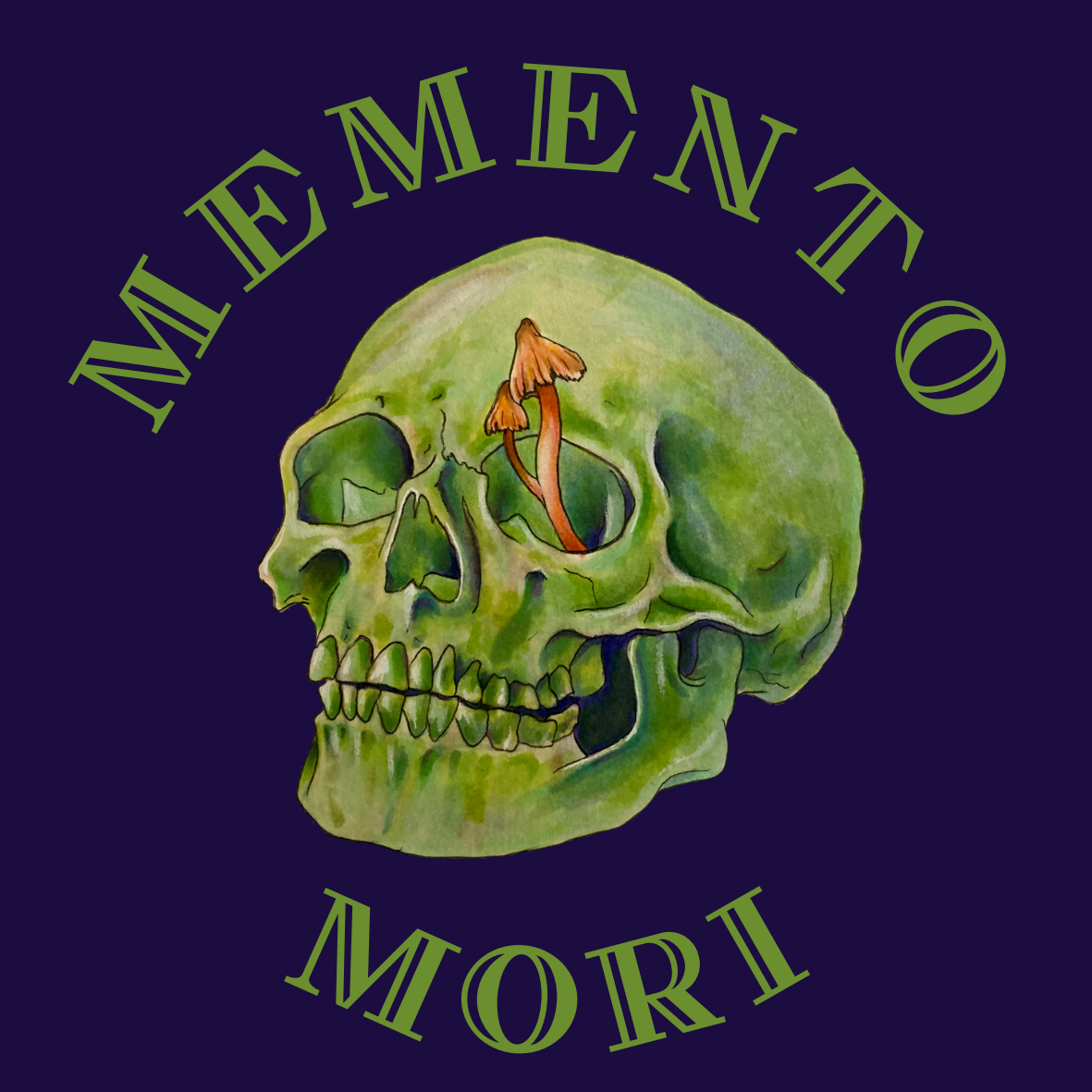 Memento Mori Green Skull Print