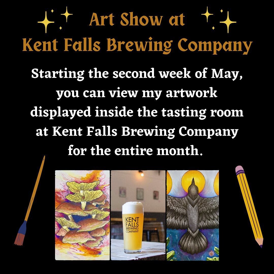 Stop by @kentfallsbrewing and check out my art for the month! I have framed prints, some works in progress, and originals for sale. Here are some snippets of the things I&rsquo;ll be hanging!
I will be there Saturday the 13th from 4-6 to celebrate. A