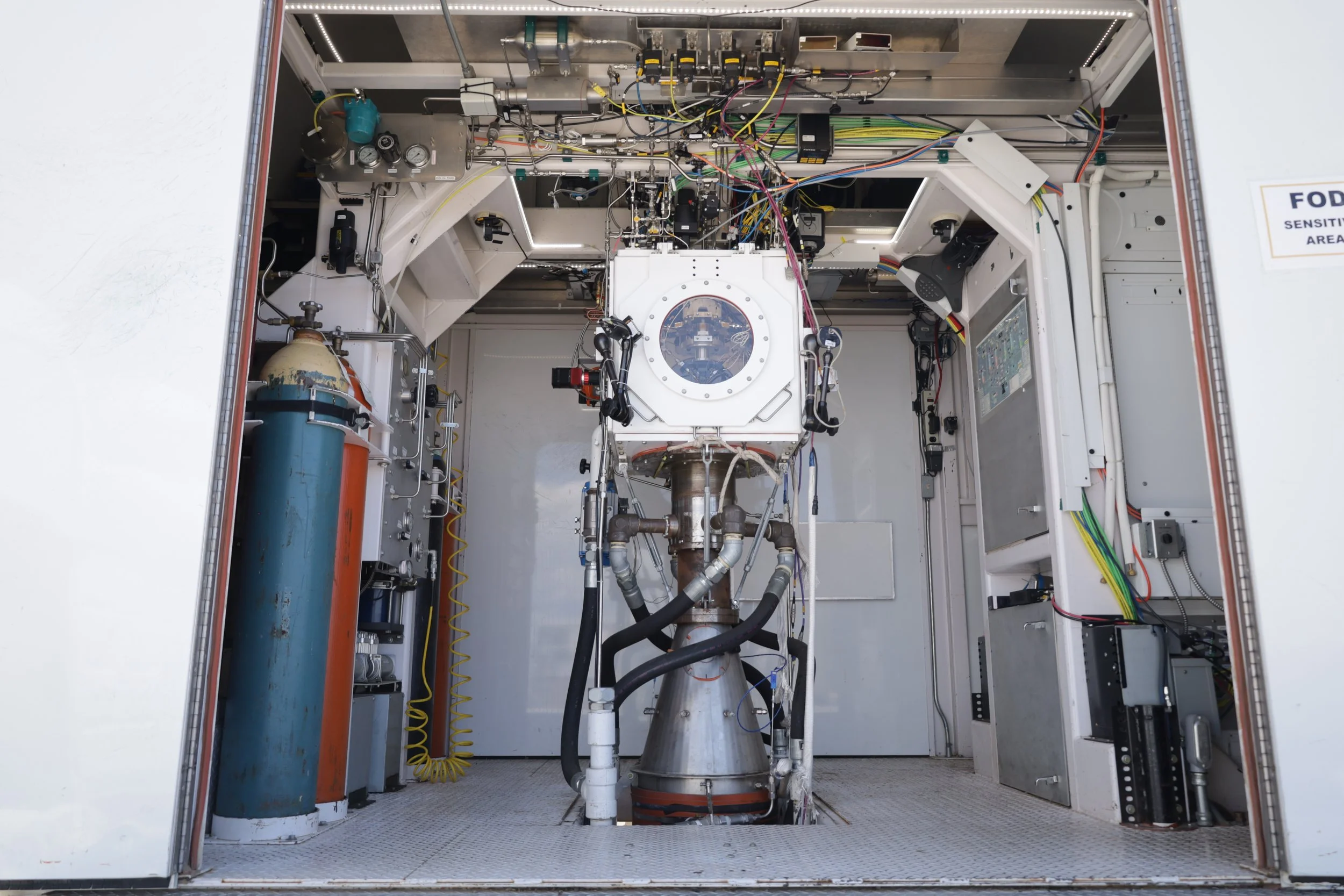Vacuum chamber in the Sunshine hotfire test stand in Durango CO.  