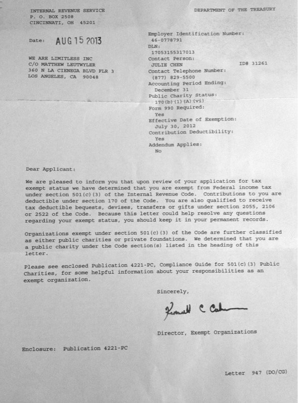 WAL Receives 501(c)3 Status From IRS