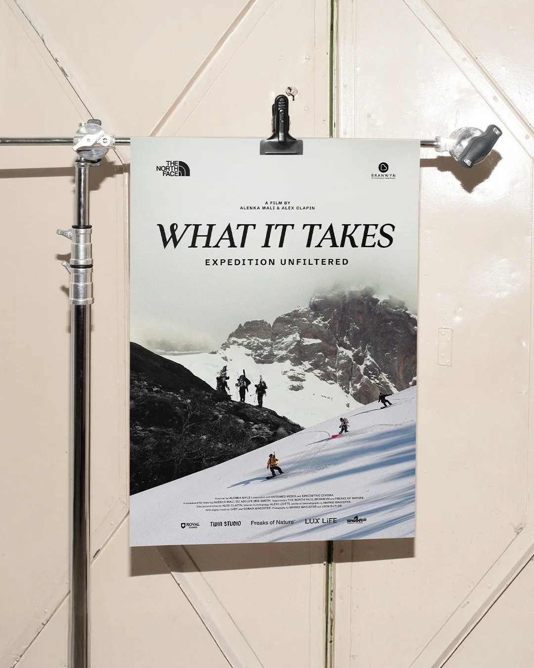 WHAT IT TAKES
𝘌𝘹𝘱𝘦𝘥𝘪𝘵𝘪𝘰𝘯 𝘜𝘯𝘧𝘪𝘭𝘵𝘦𝘳𝘦𝘥

We had the chance to design the poster and title for @wit__film, a splitboarding expedition film by @alenkaamali about three women, Patagonia, brutal conditions, and a quiet but powerful refram