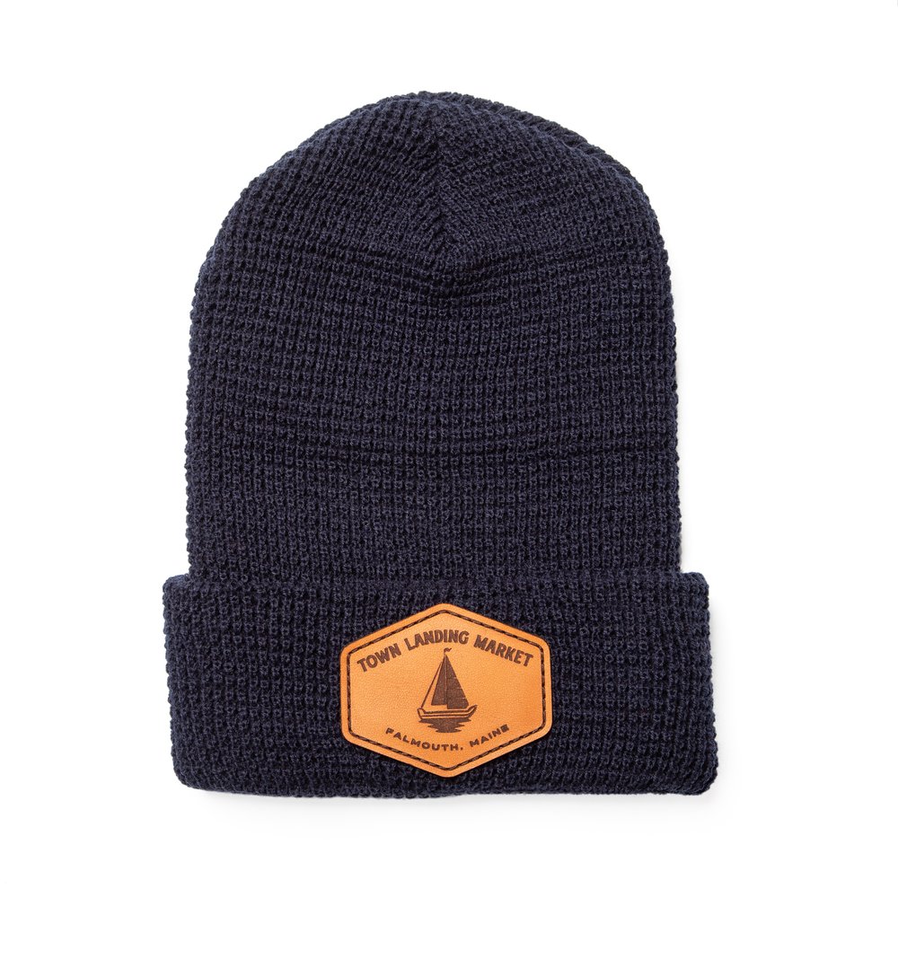Leather Patch Beanie Hat