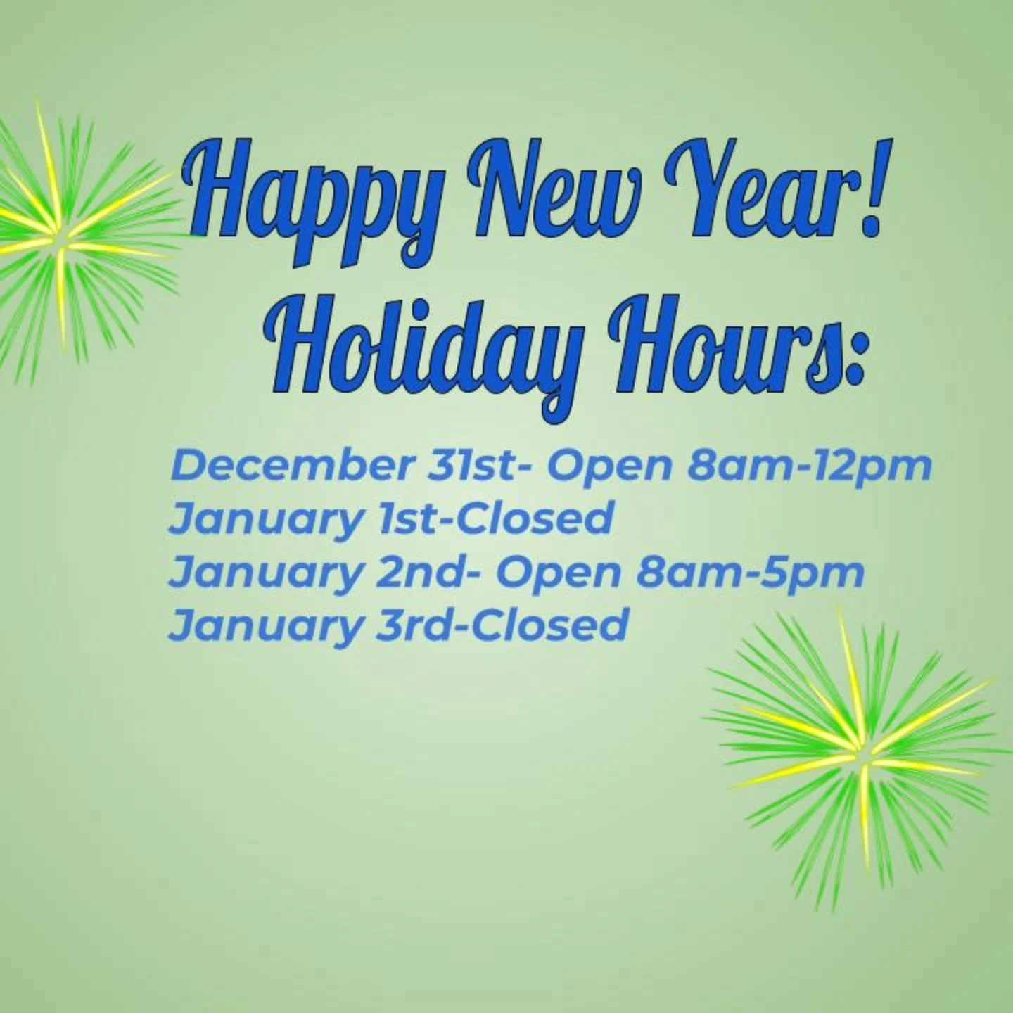 Are you ready for the New Year? We will be closed for the holiday.  Make sure you have plenty of food and medication for your pet! #woodburyanimalhospital #woodburymn