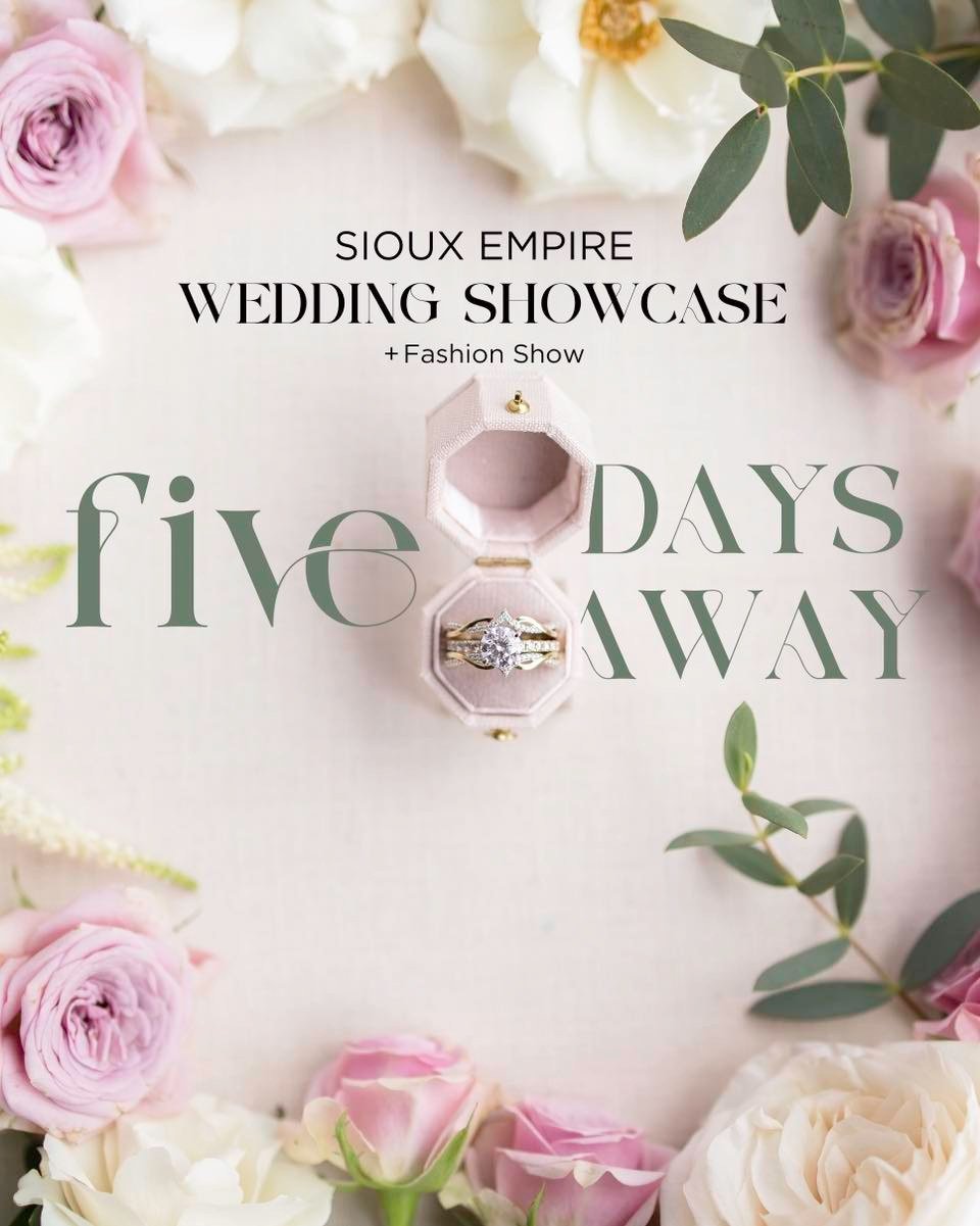 5 DAYS until THE LAST BRIDAL SHOW UNTIL 2026! Come visit with over 200+ booths to discuss your wedding at the LARGEST and MOST ATTENDED #1 Sioux Falls bridal show at the Sioux Falls Convention Center is coming up on Sunday, November 30th, 2025 from 1