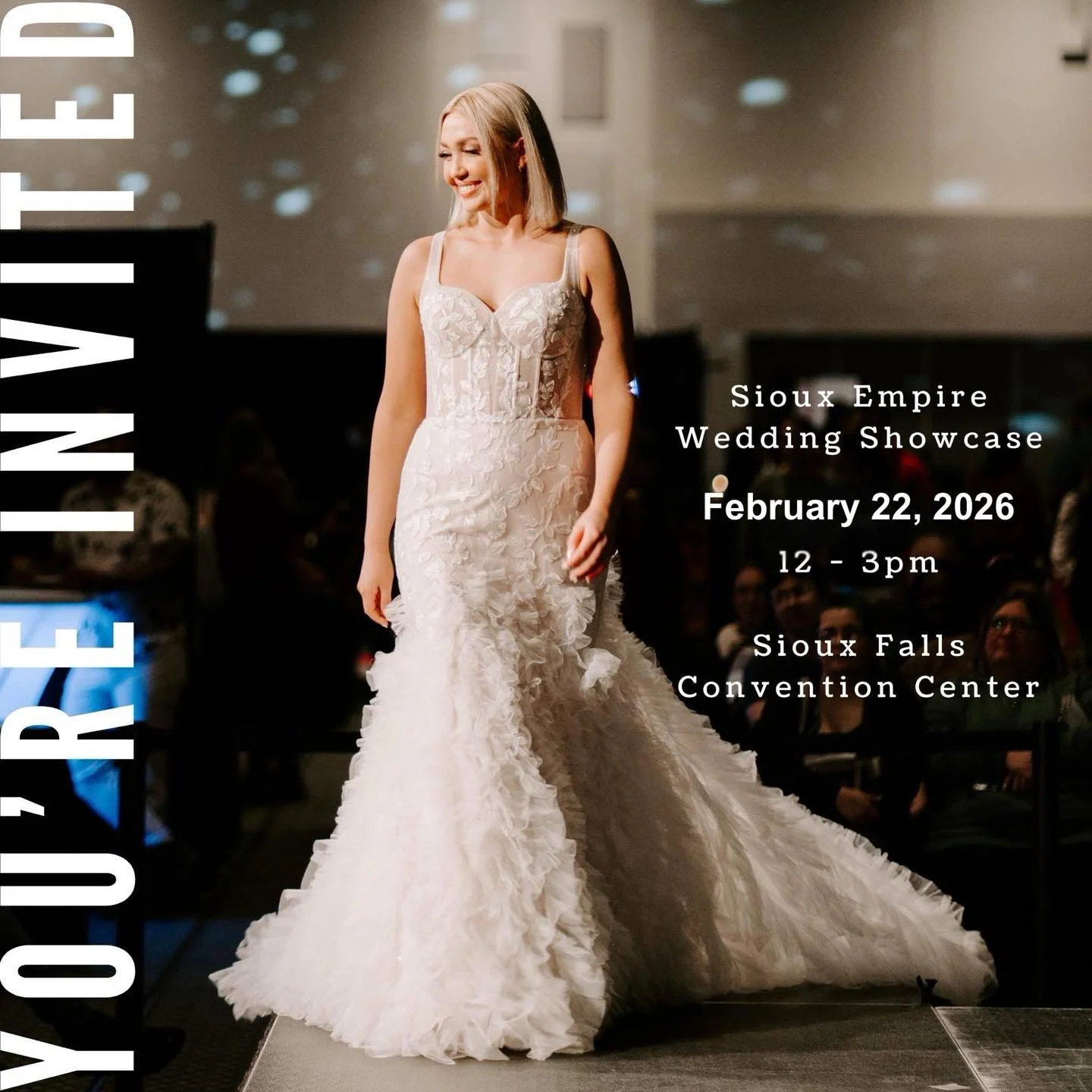 Brides... THIS is it... THE LARGEST BRIDAL SHOW EVER! Come visit with over 200+ booths to discuss your wedding at the LARGEST and MOST ATTENDED #1 Sioux Falls bridal show at the Sioux Falls Convention Center is coming up on Sunday, February 22nd, 202