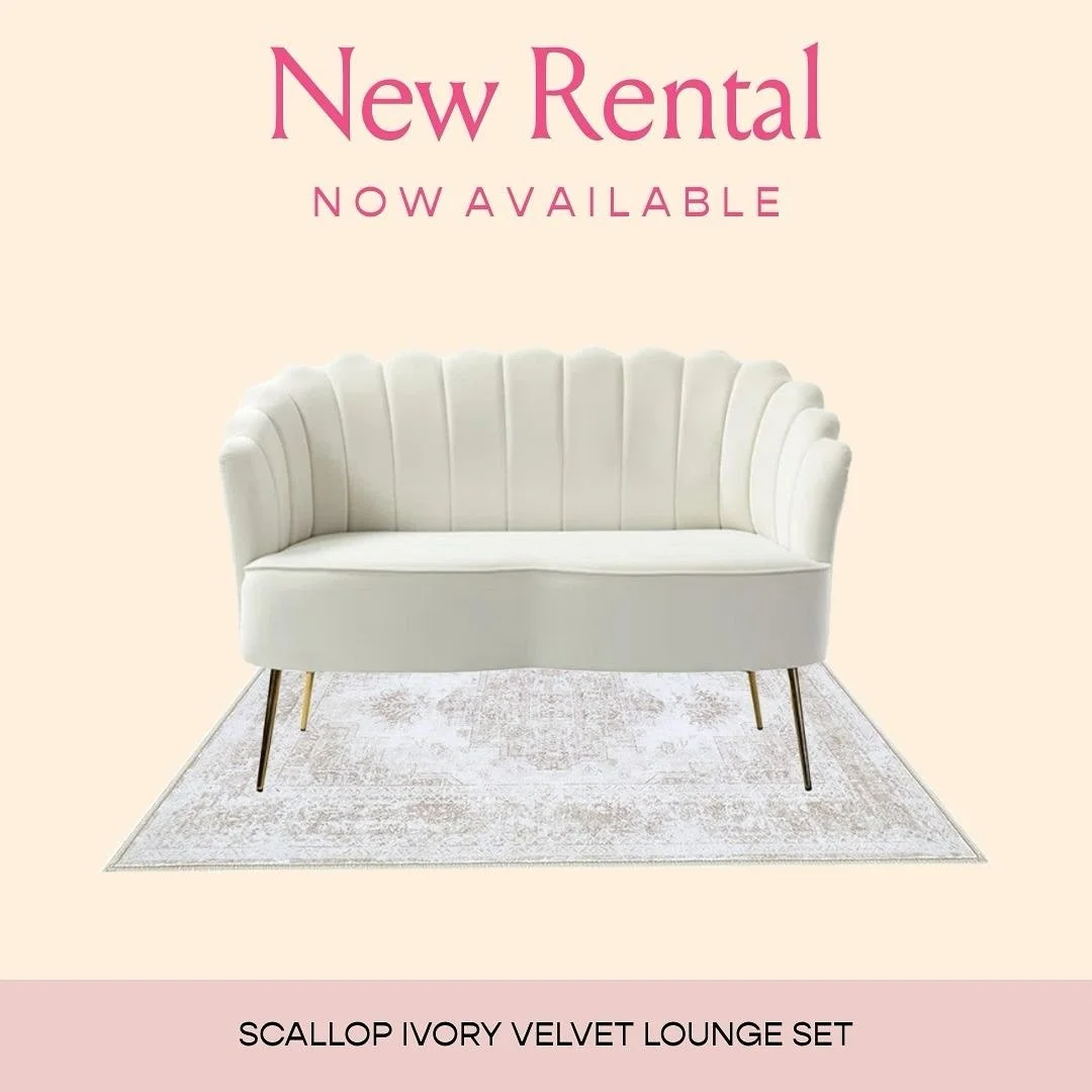 ✨ It&rsquo;s giving timeless elegance ✨

Our Scallop Ivory Velvet Lounge Set is the perfect blend of chic design and modern comfort. Whether you&rsquo;re hosting a wedding, bridal shower, or upscale soir&eacute;e, this lounge set instantly elevates y