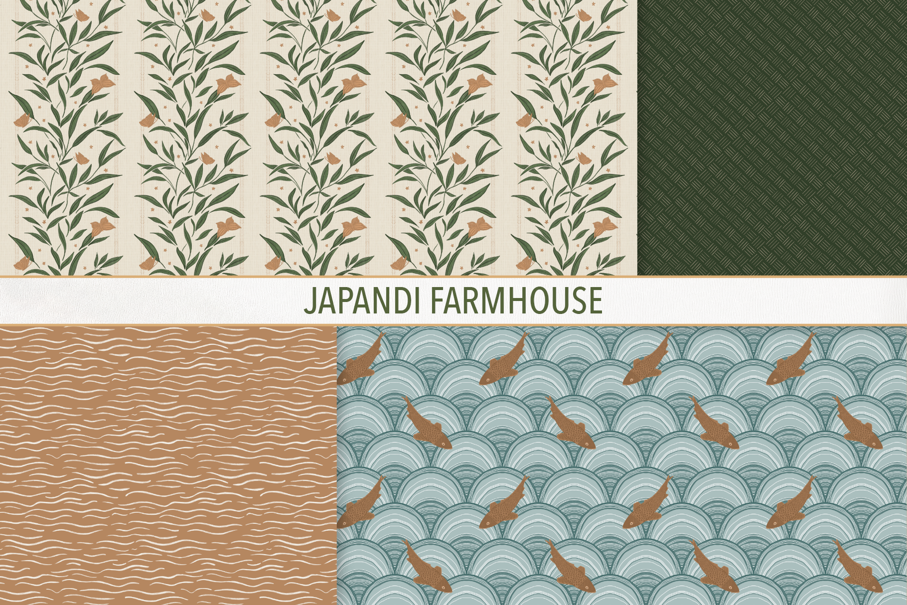 Japandi Farmhouse Wallpaper Collection - Available for Licensing
