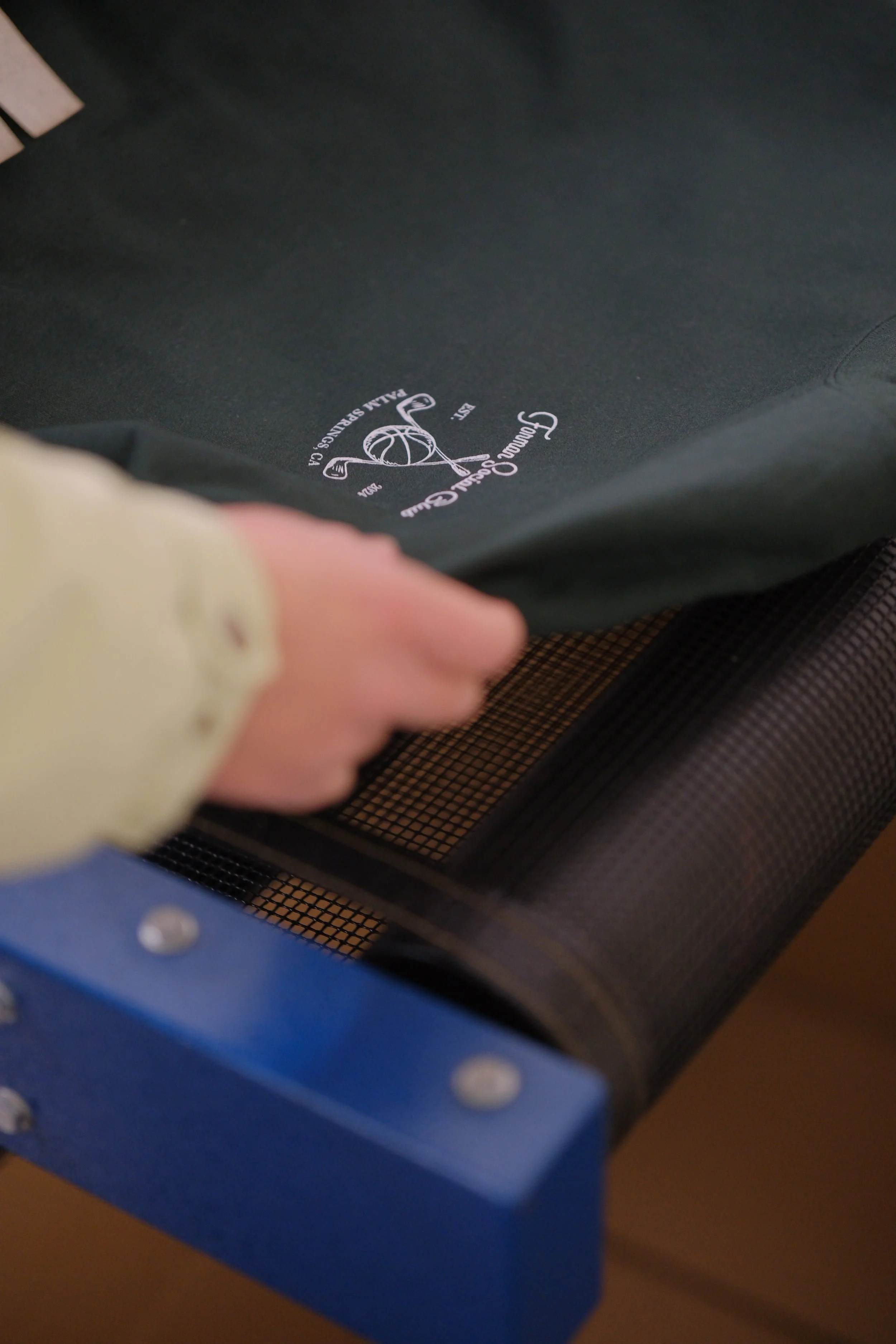 Custom screen printed forest green crewnecks Gildan 18000  at Meloprint in Riverside, CA. 