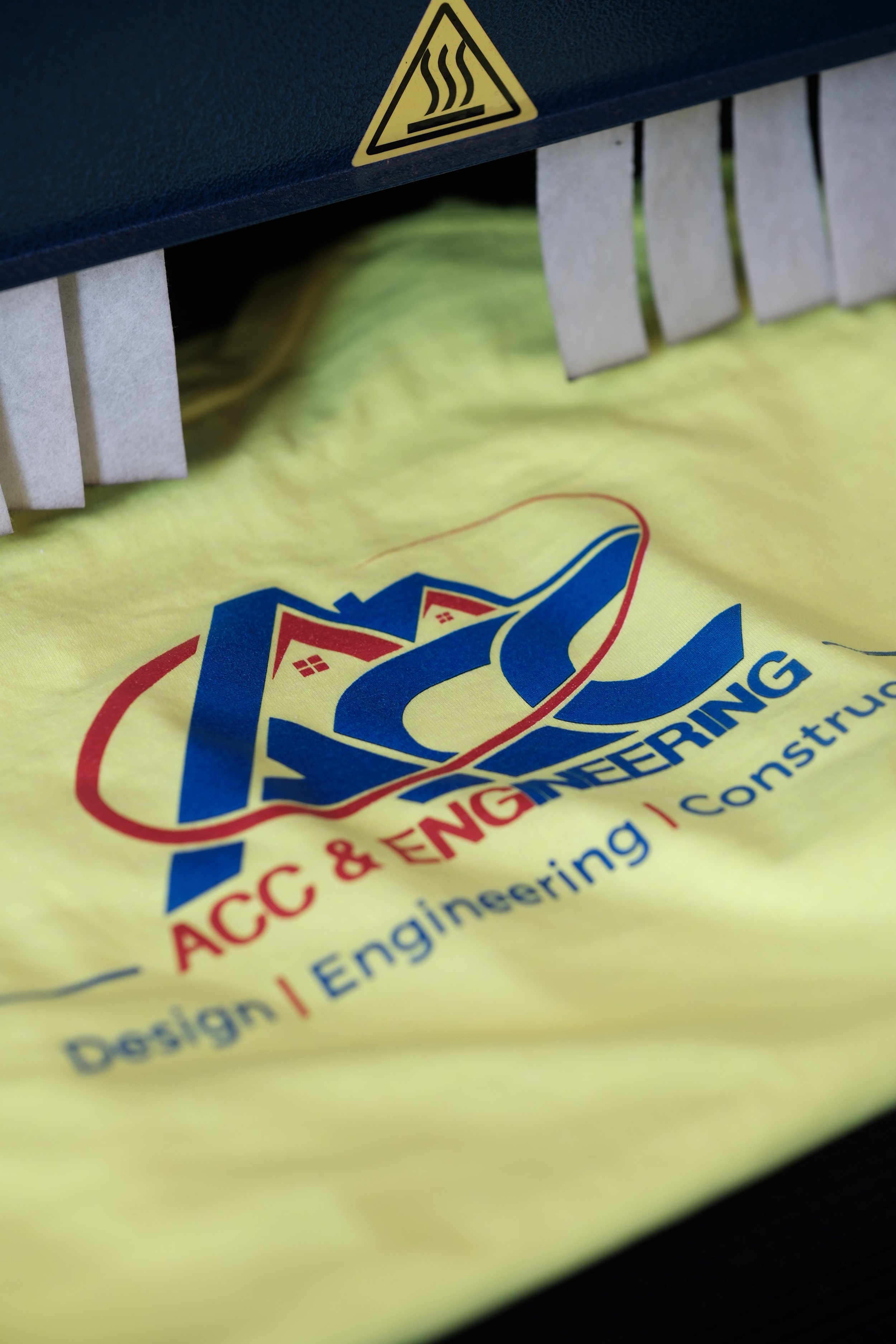 Custom screen printed safety green, high visibility, Gildan 5000 shirts at Meloprint in Riverside, CA. 