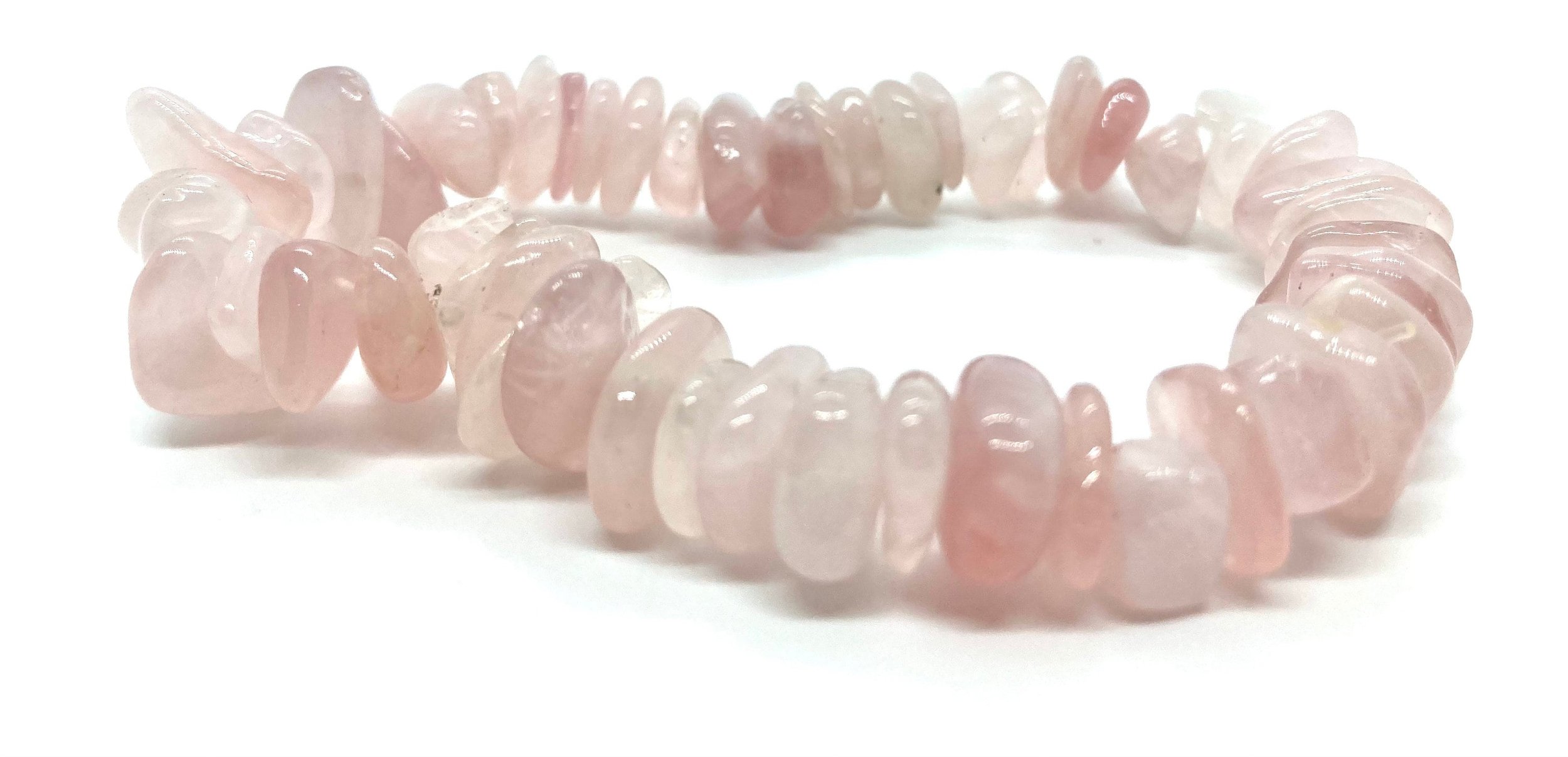 Rose quartz smooth chip bracelet