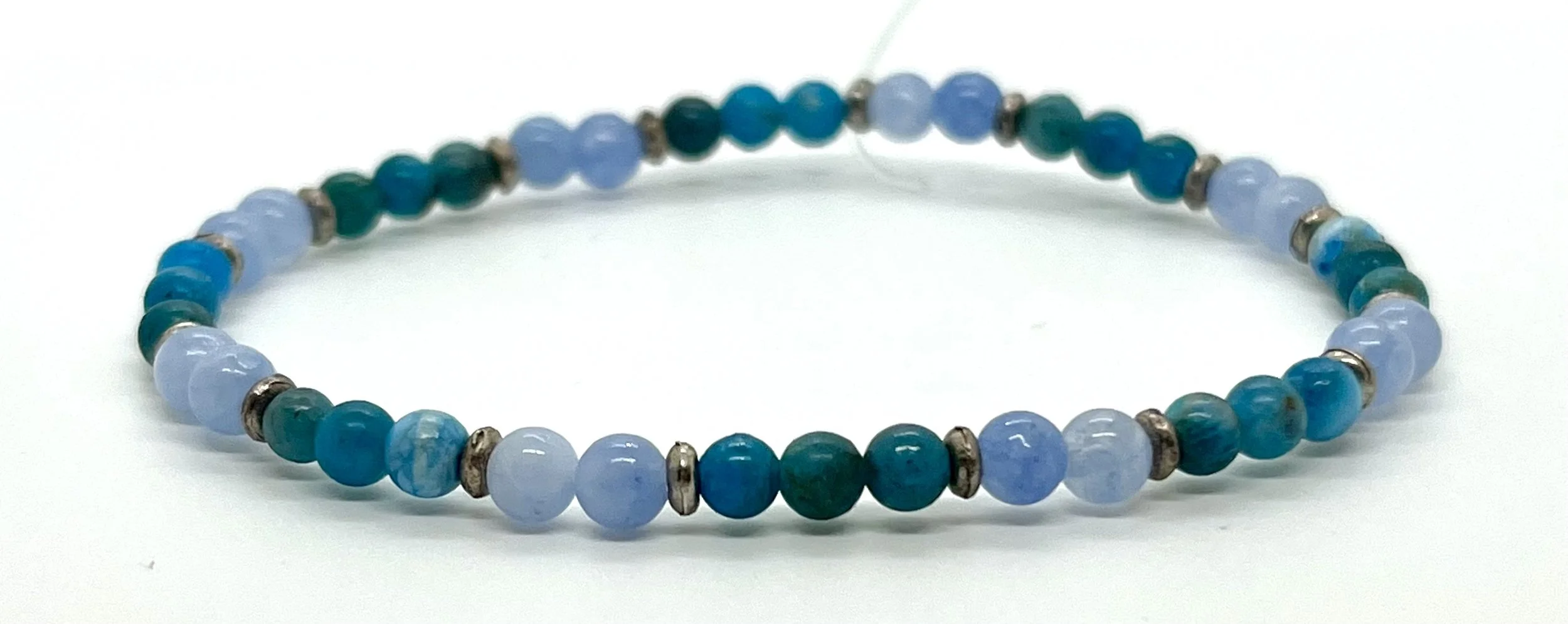 4mm Apatite & Blue Chinese Jade bracelet