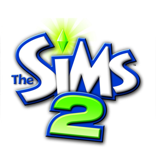 Logo for The Sims 2 game with a green plumbob above the word 'Sims'