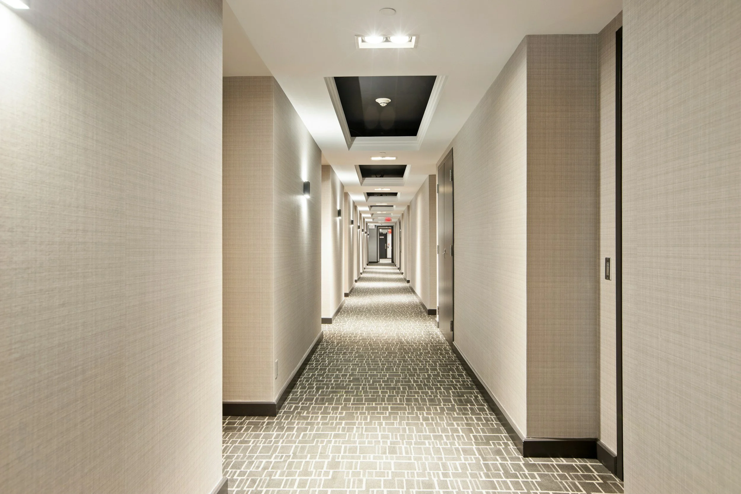 clean hotel hallway