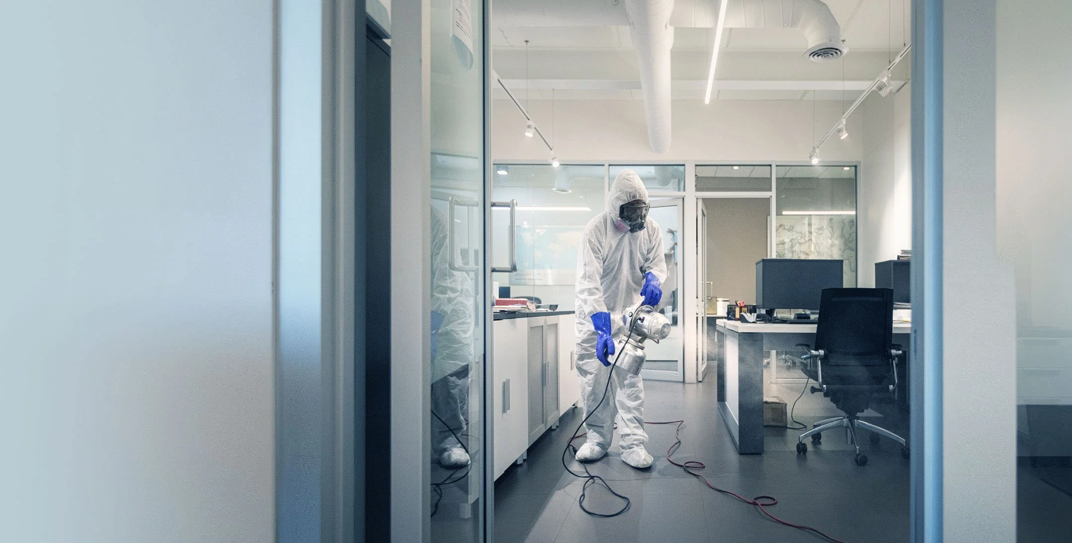 disinfecting an office