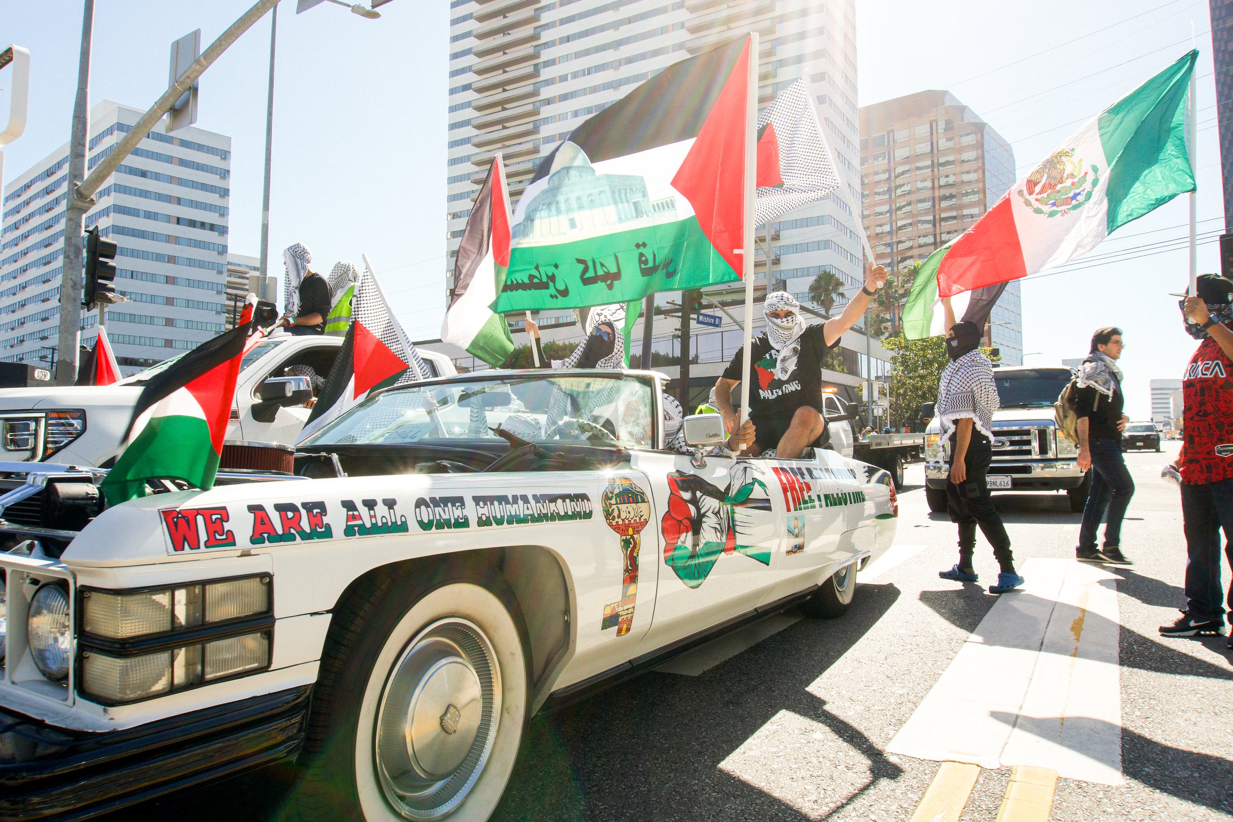 Los Angeles -- Large gathering of Pro-Palestine supporters outside of the office of the Consulate General of Israel in the wake of the October 7 attacks, November 2023.