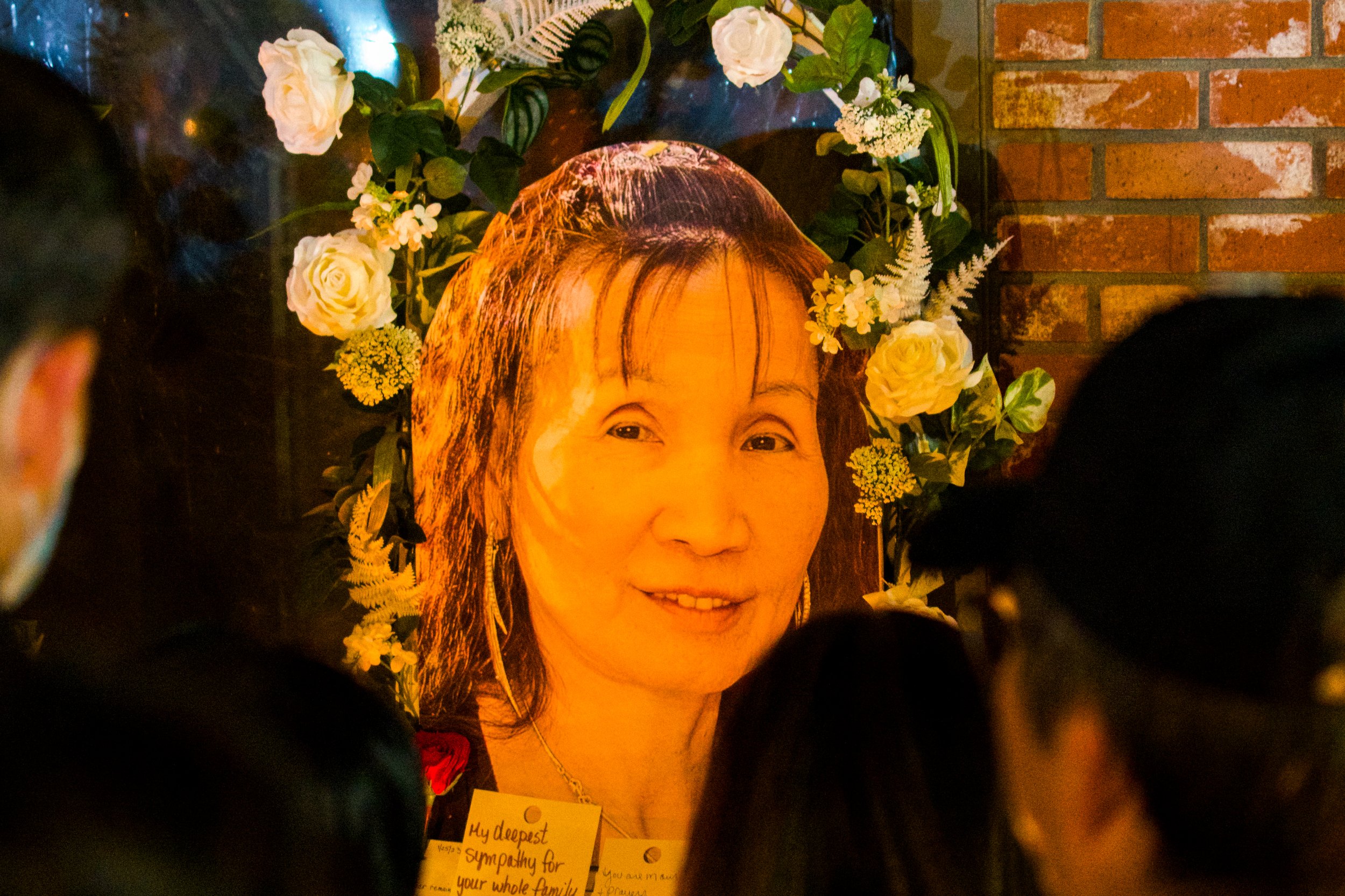 MONTEREY PARK SHOOTING: Cutout of shooting victim at candlelight vigil, Jan. 23, 2023.