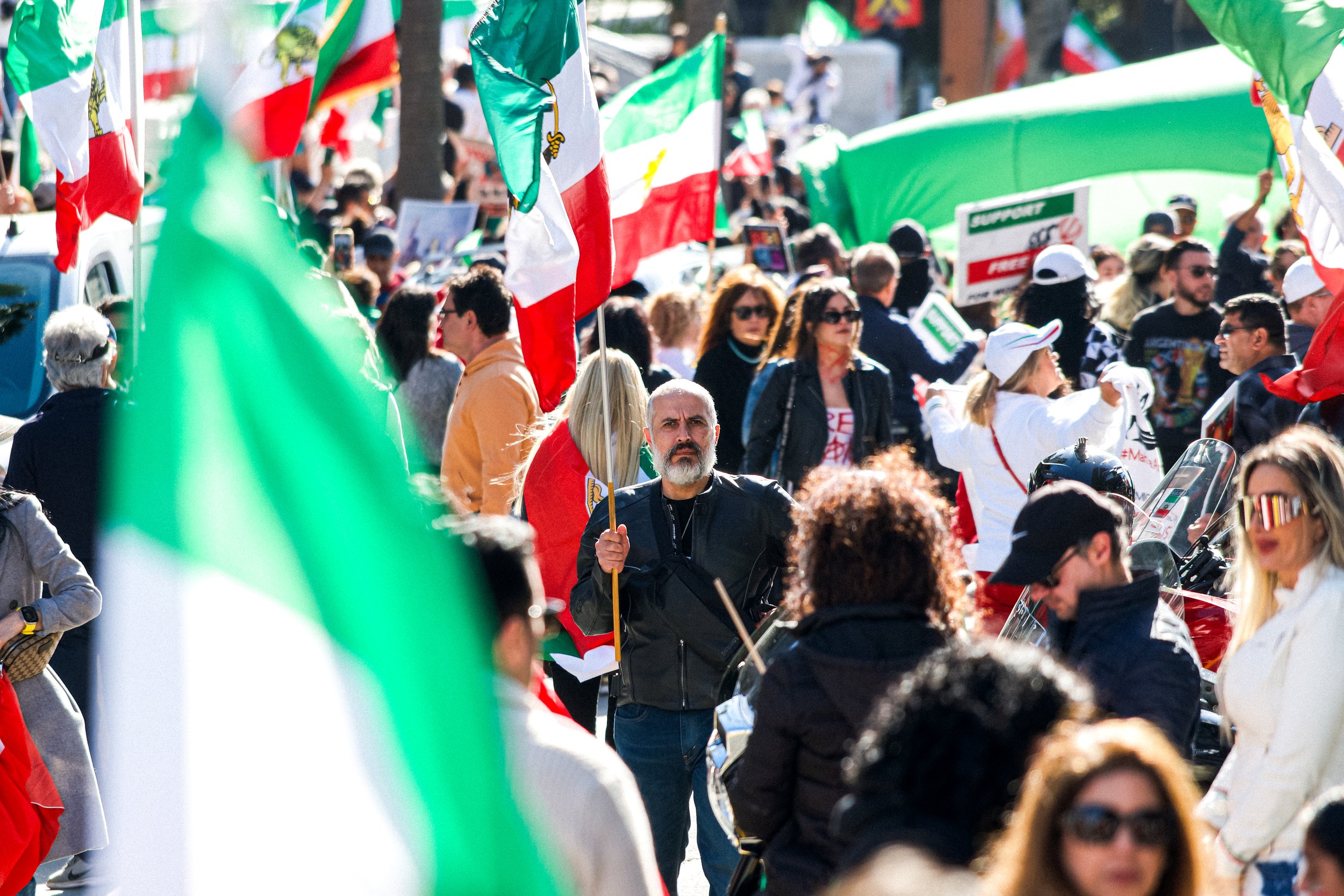 DEATH OF MAHSA AMINI: Demonstrators gather in Downtown LA, condemning the death of Mahsa Amini in Iran by Morality Police. Feb. 11, 2023.