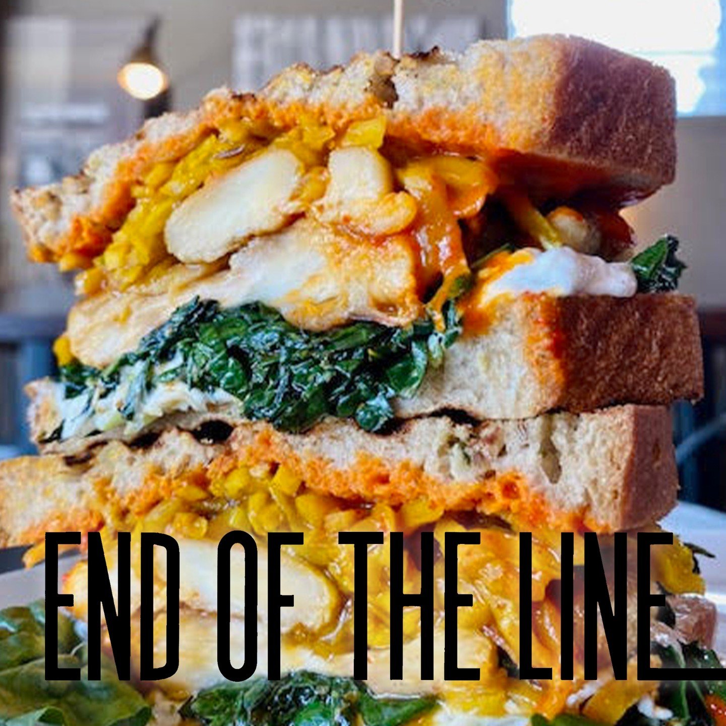 Stop by End of the Line and grab today's special, The Pick! Featuring truffled lion's mane, garlic saut&eacute;ed kale, fermented beets, green onion cream cheese, and red pepper coulis, on dill pickle rye.

#vegansandwiches #downtownpensacola #lunchs