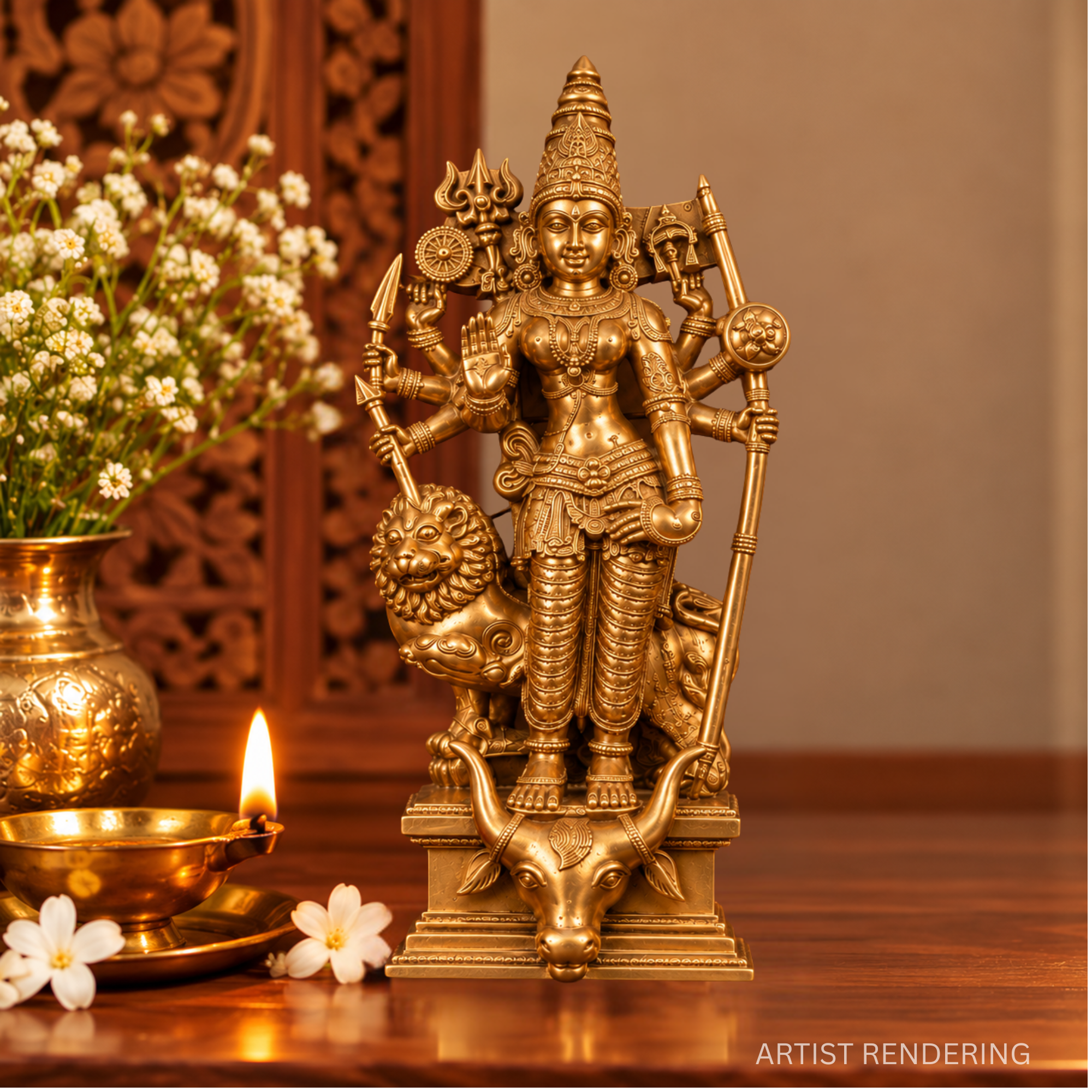 Kanaka Durga Brass Statue