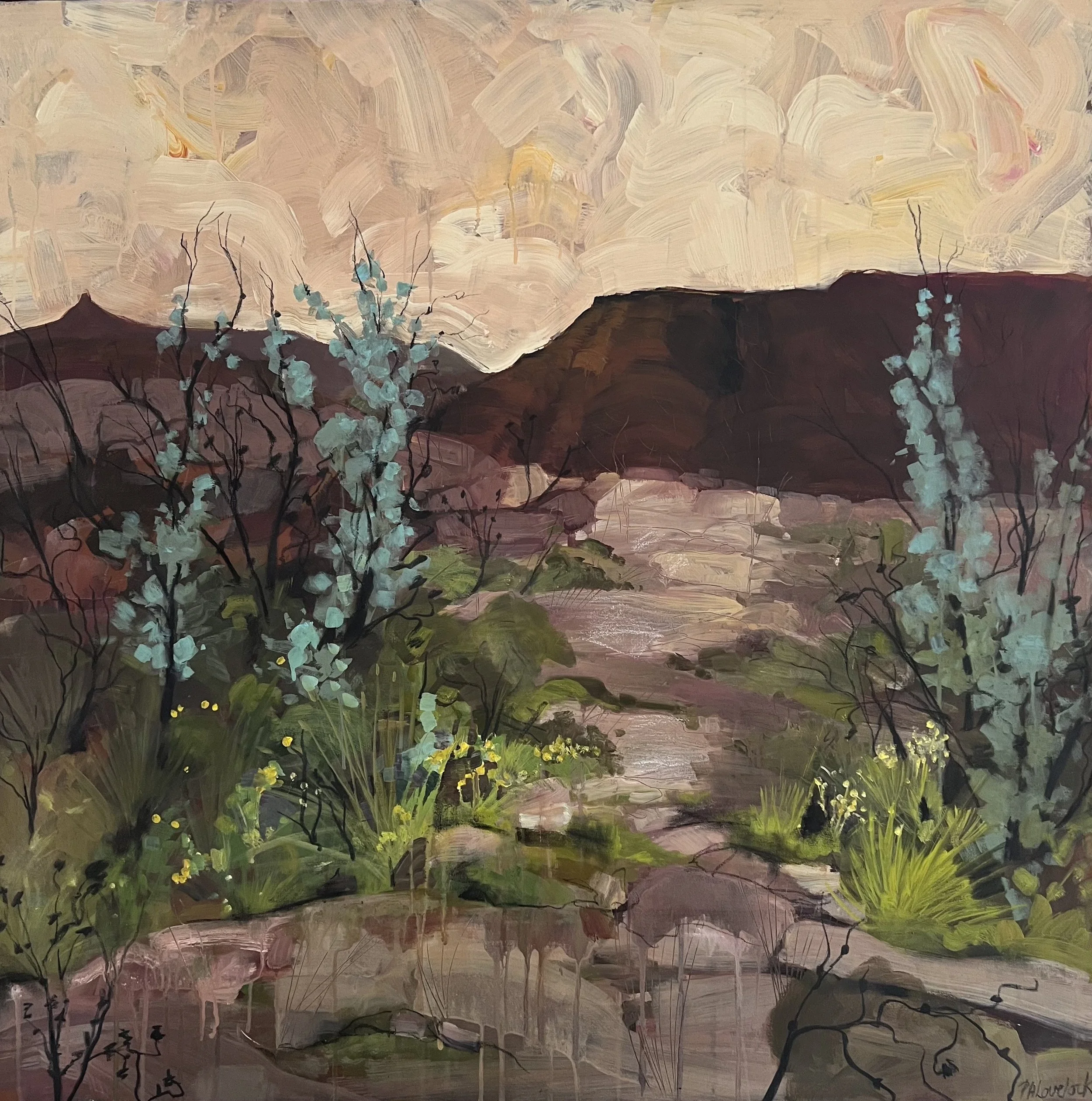 SOLD // Blue Leaves at Rusden head // 2022 // acrylic on canvas // 90x90cm