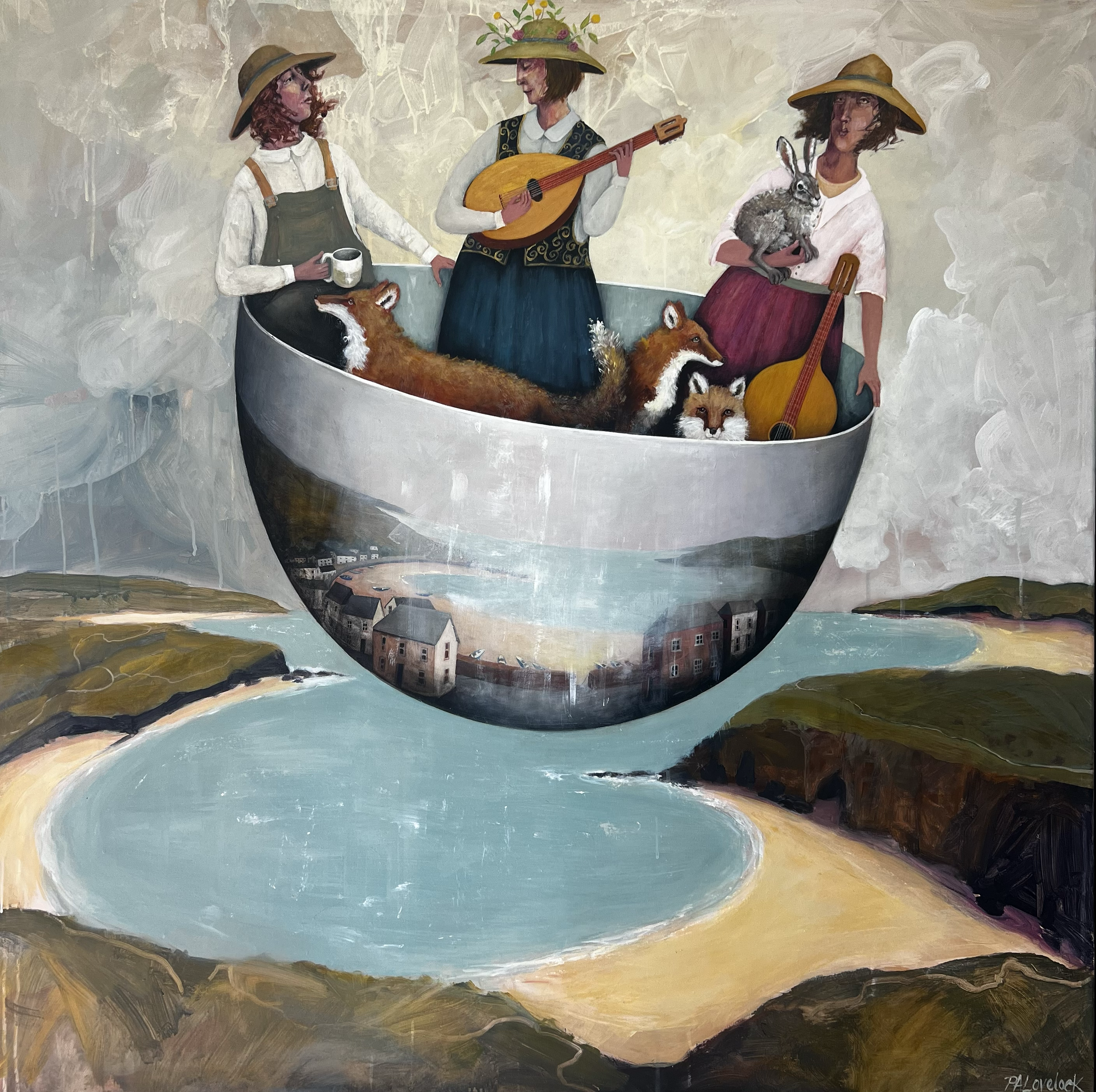 The song of the sisters //acrylic on canvas//framed//125x125cm