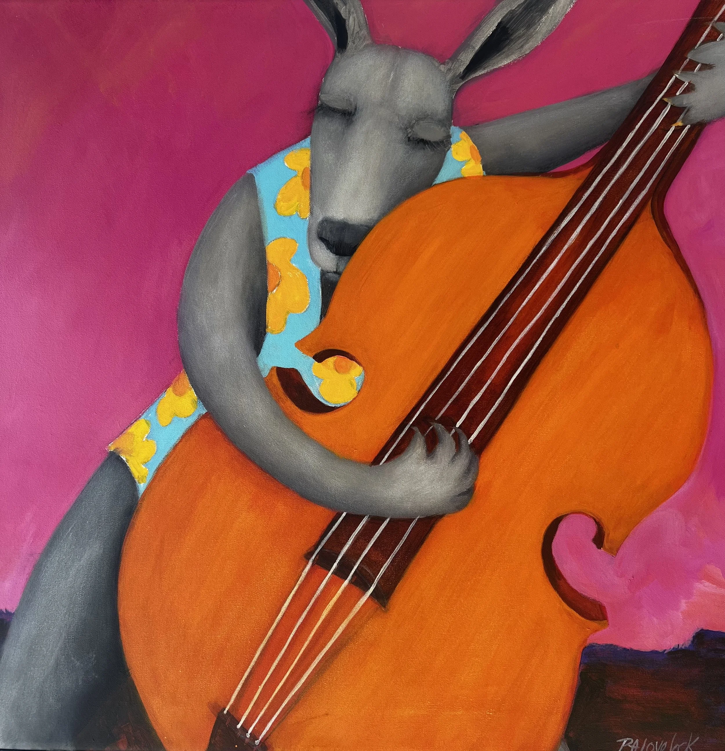 It's Bill on the bass //acrylic on canvas//framed//53x53cm