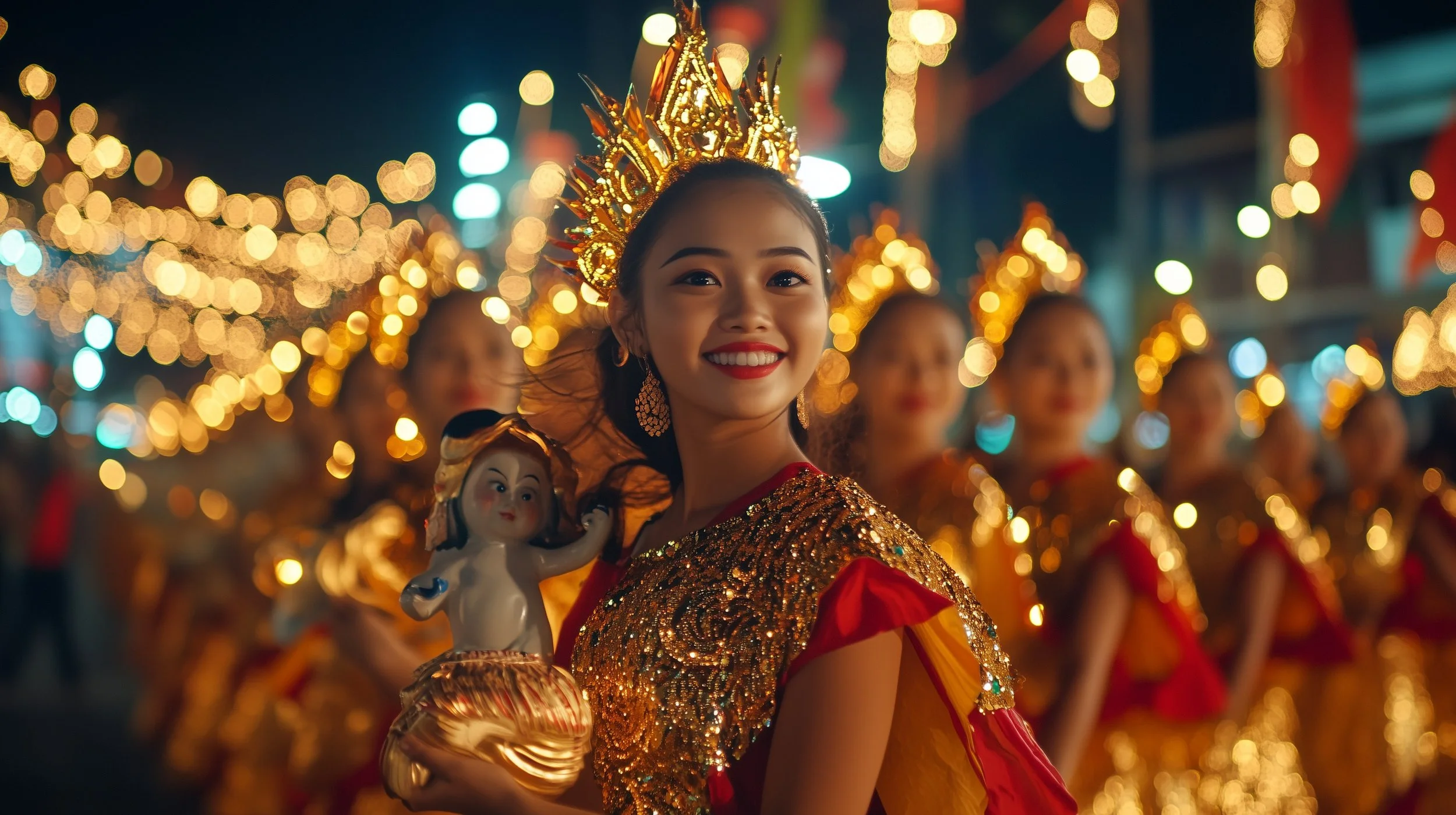 Man smiling and holding a glowing light bulb among plants, symbolizing eco-friendly or innovation concepts.