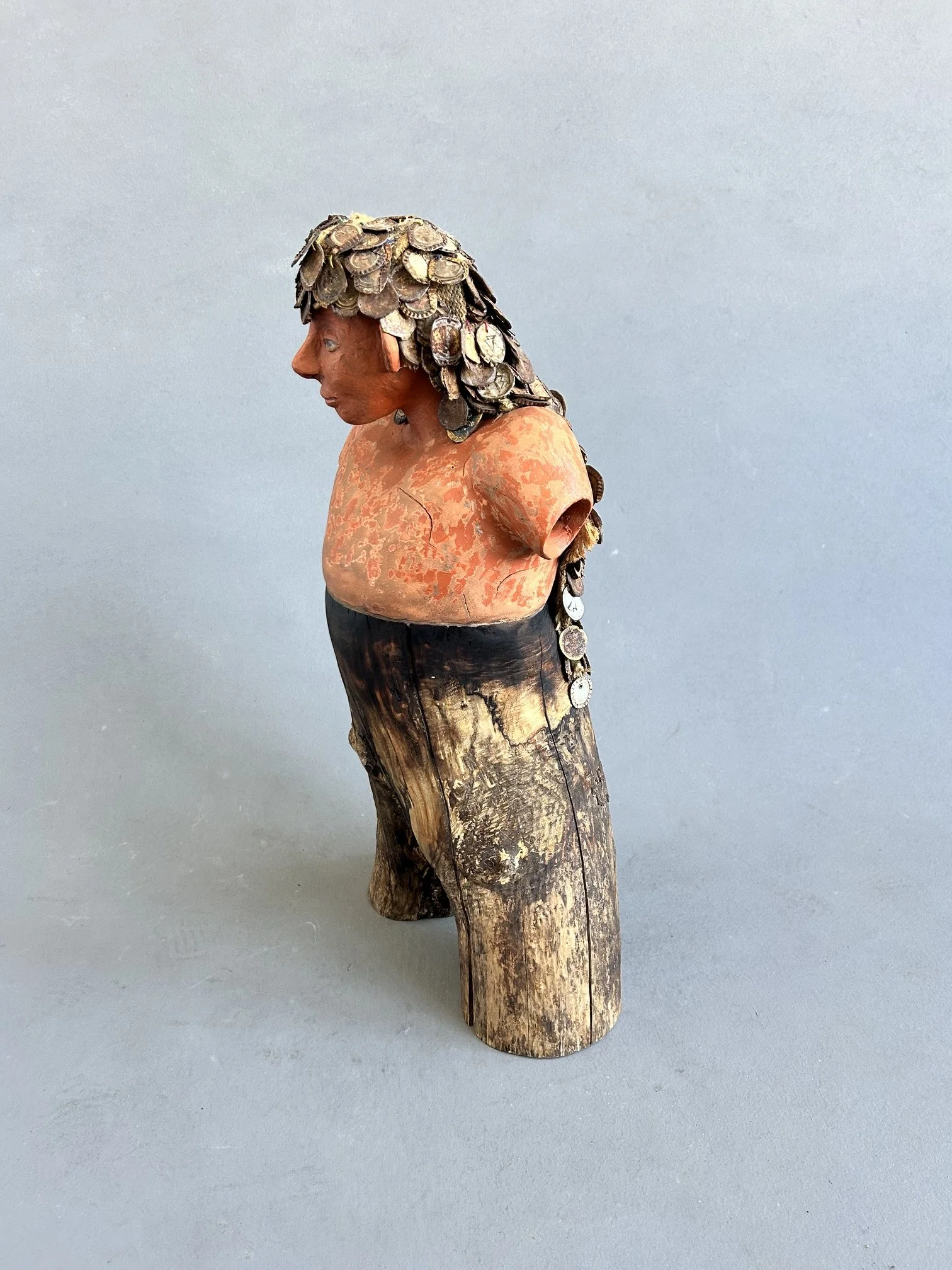 Happy go Lucky
2026
Ceramic, Driftwood, and Bottlecaps
H28" x W14" x 8"