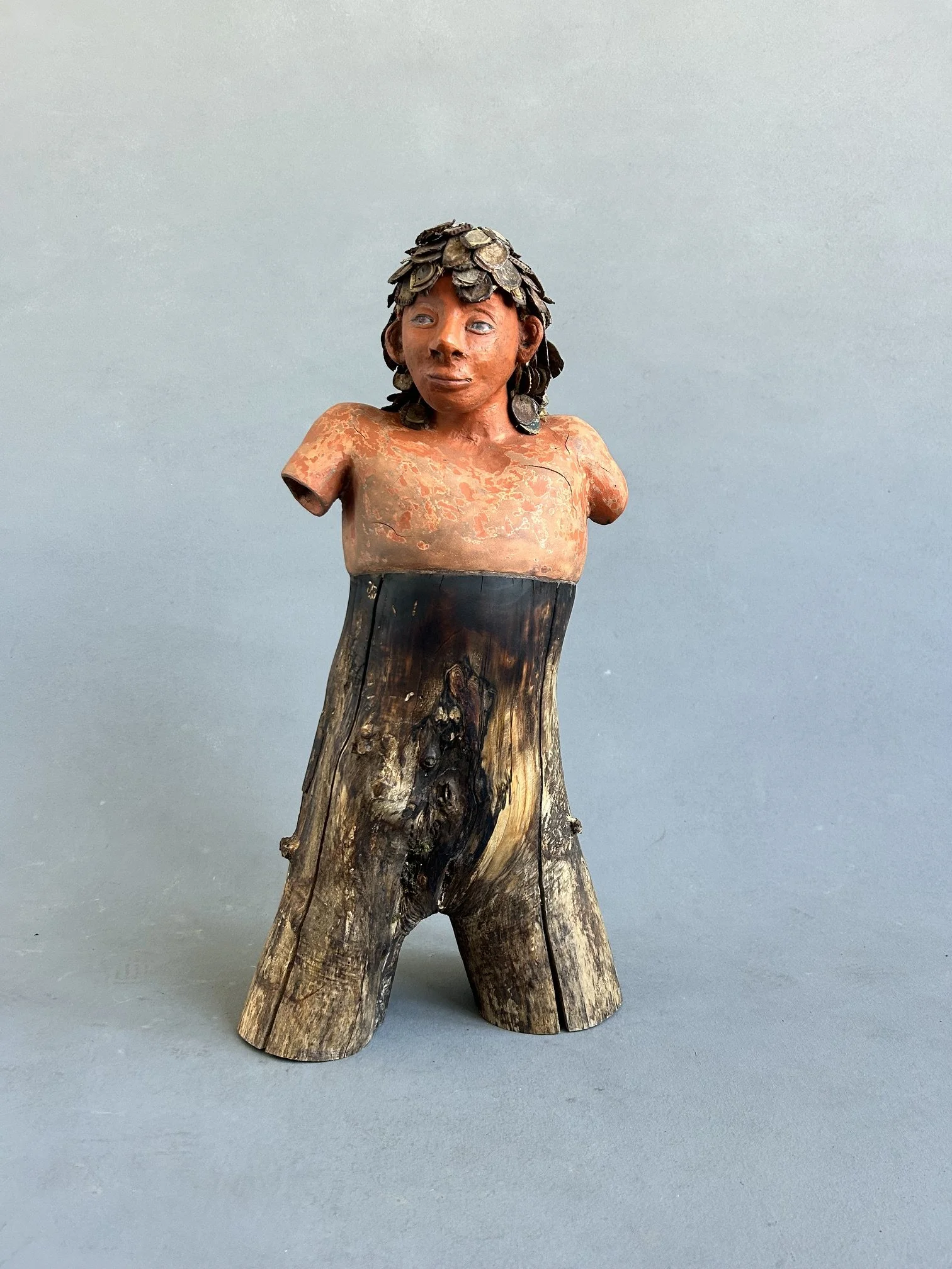 Happy go Lucky
2026
Ceramic, Driftwood, and Bottlecaps
H28" x W14" x 8"