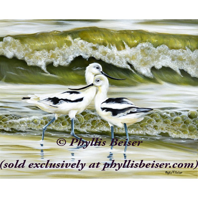 Avocets In The Surf  (Original) SOLD