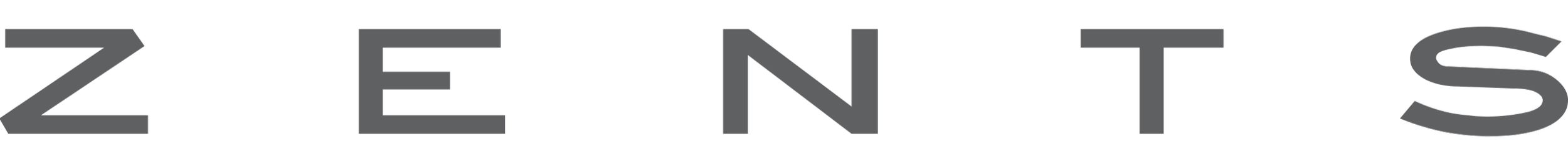 Giant black text spelling 'ZENTS' on a white background