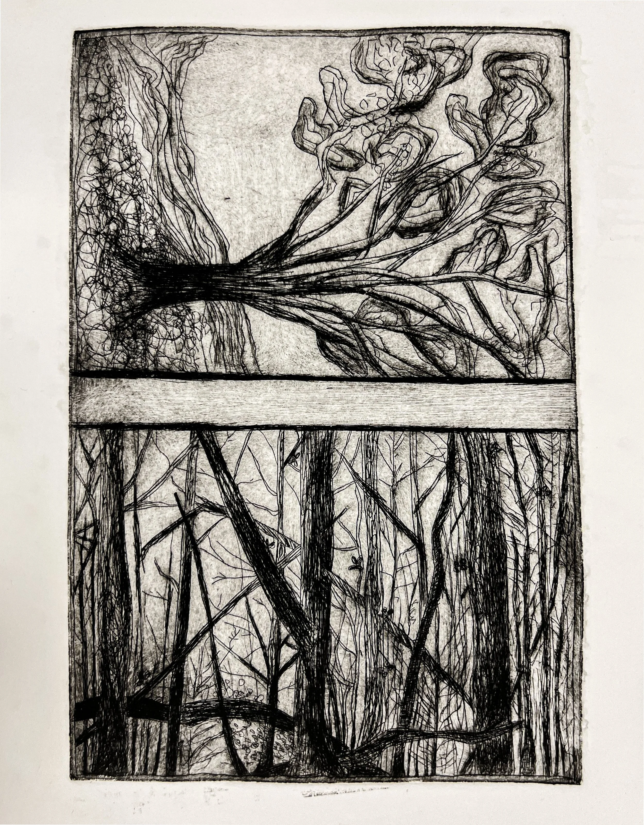 Trees. Intaglio