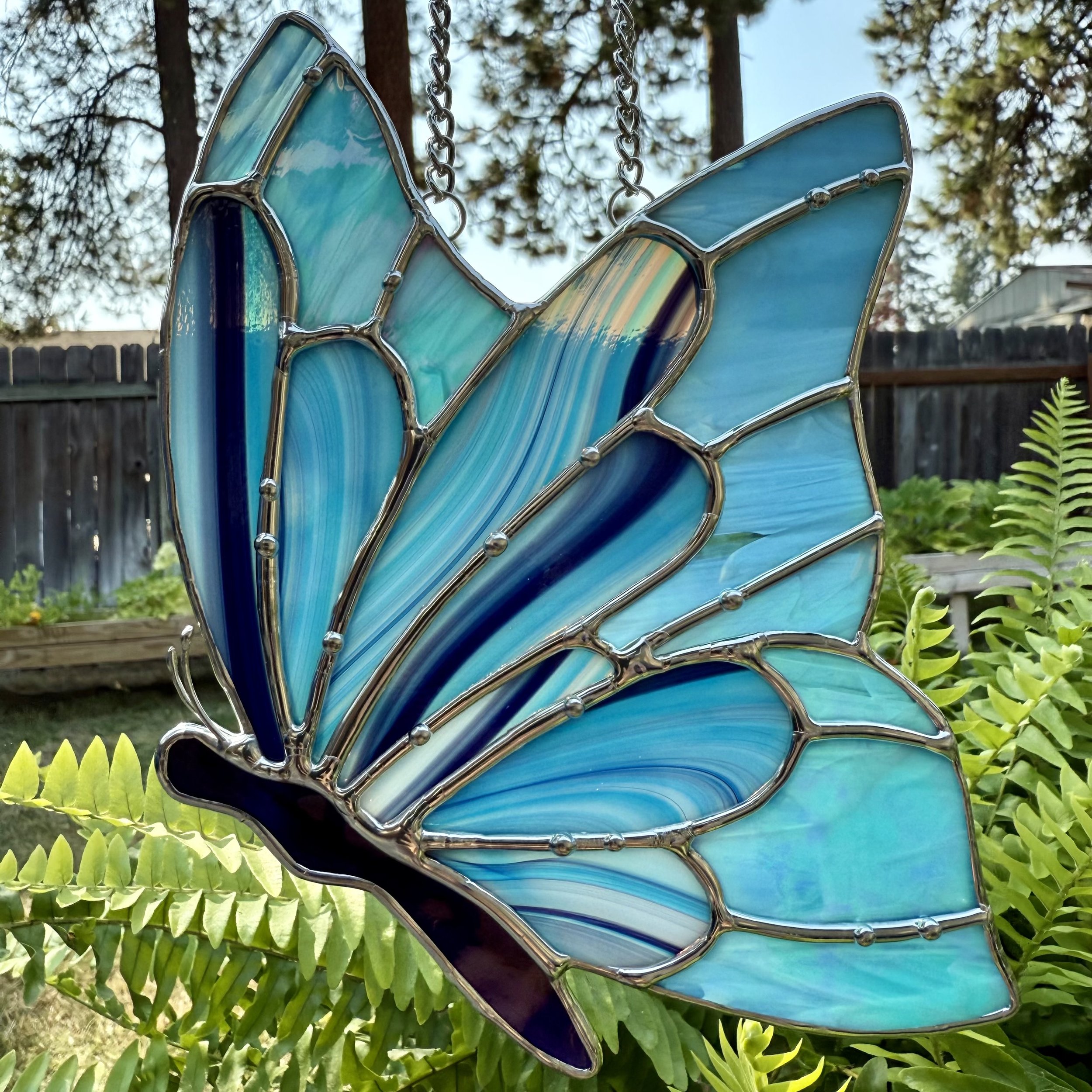 Blue Swirl Iridescent Butterfly