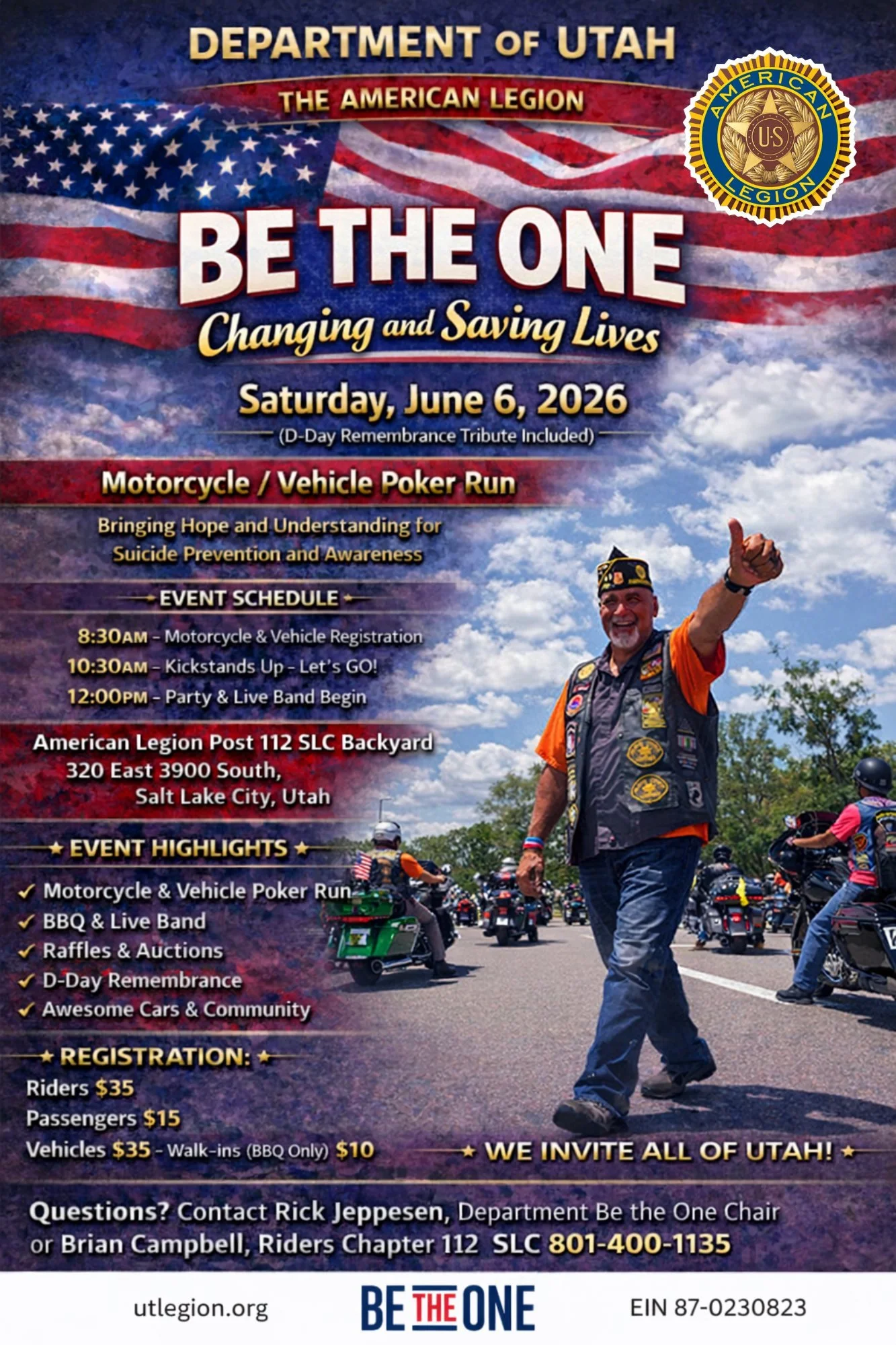 Be The One - Suicide and PTSD Awareness/Prevention Poker Ride and Party 