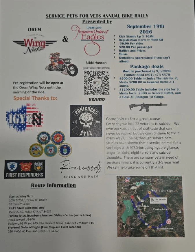 5th Annual Service Pets for Vets Ride & Raffle