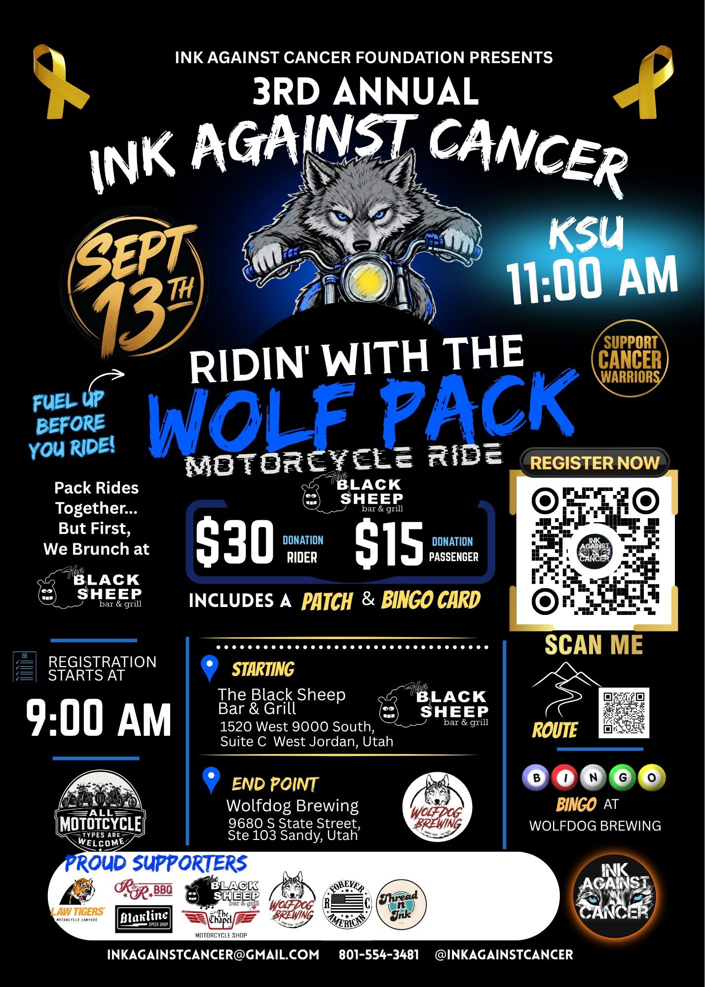 3rd Annual Ink Against Cancer Ridin' With The Wolf Pack