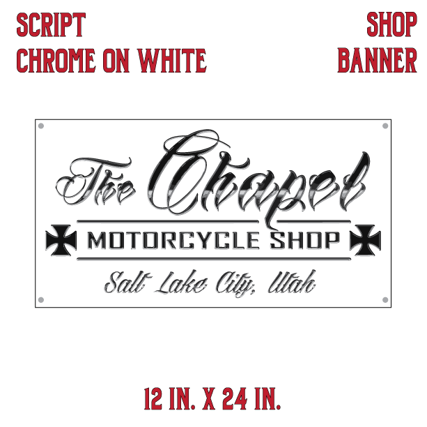 12 In. X 24 In. Script Chrome on White