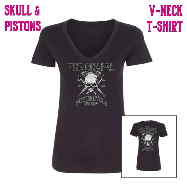 Skull & Pistons V-Neck T-Shirt