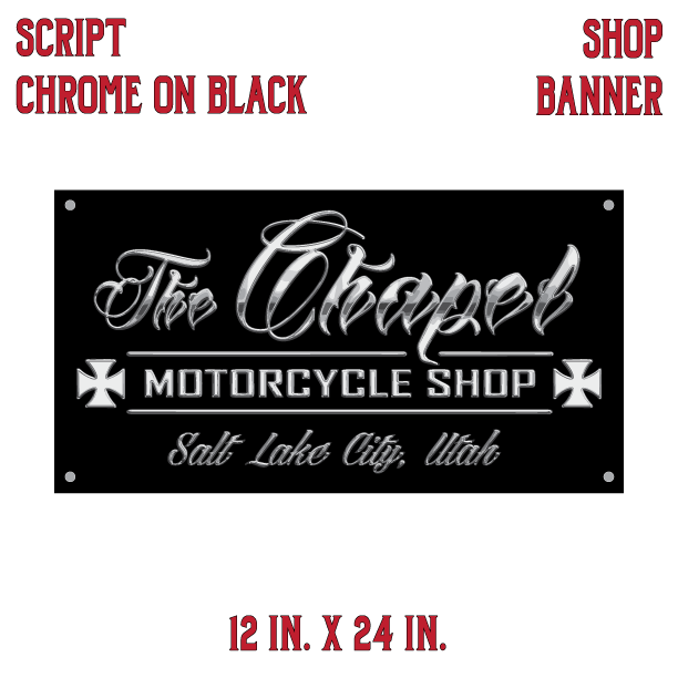 12 In. X 24 In. Script Chrome on Black