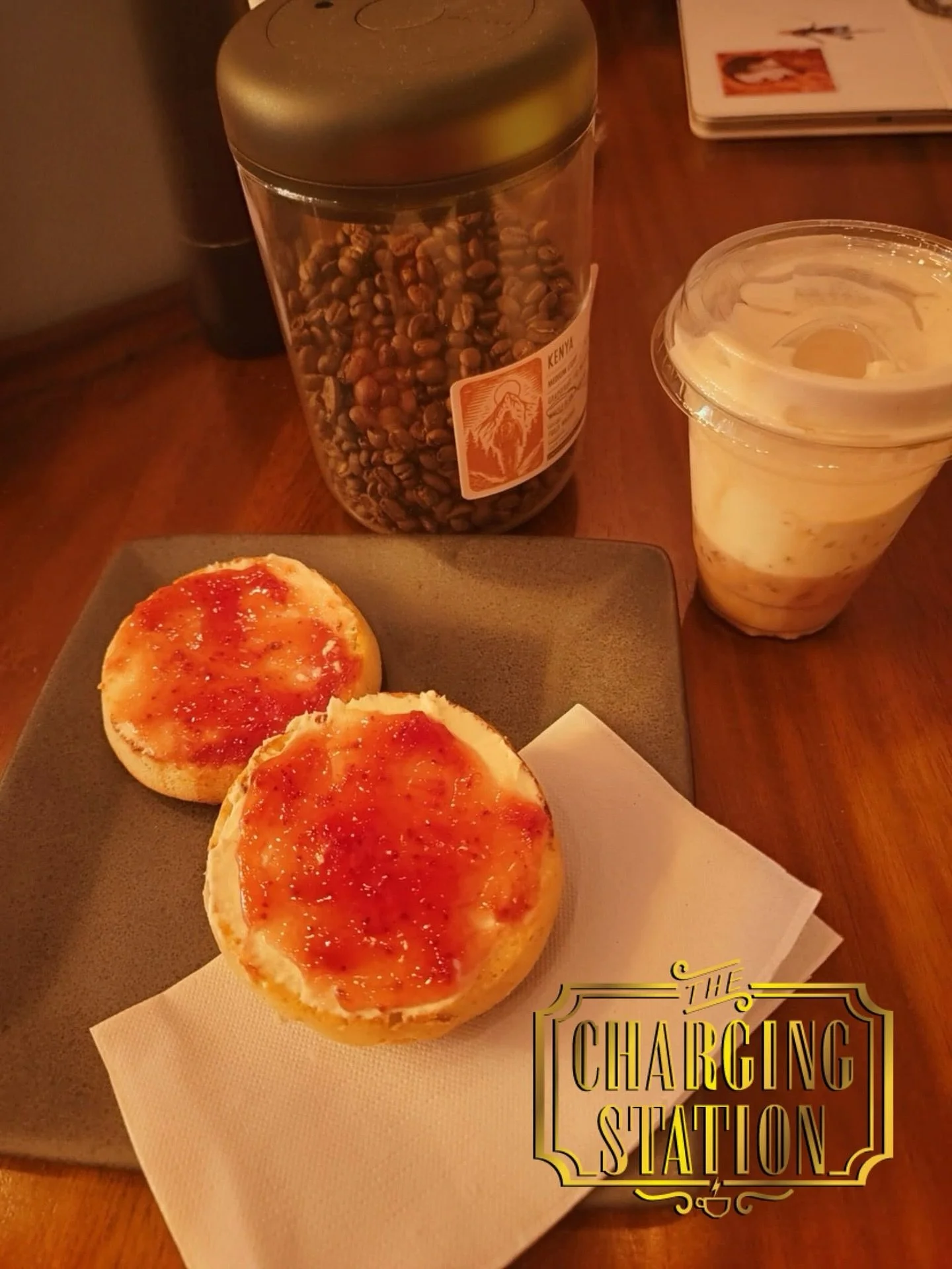 Good morning, Lincoln! 🌞

Are you looking for something light to accompany your morning coffee or tea? Why not try an English Muffin with imported clotted cream and jam from The Charging Station? It&rsquo;s absolutely heavenly!

We are open today un