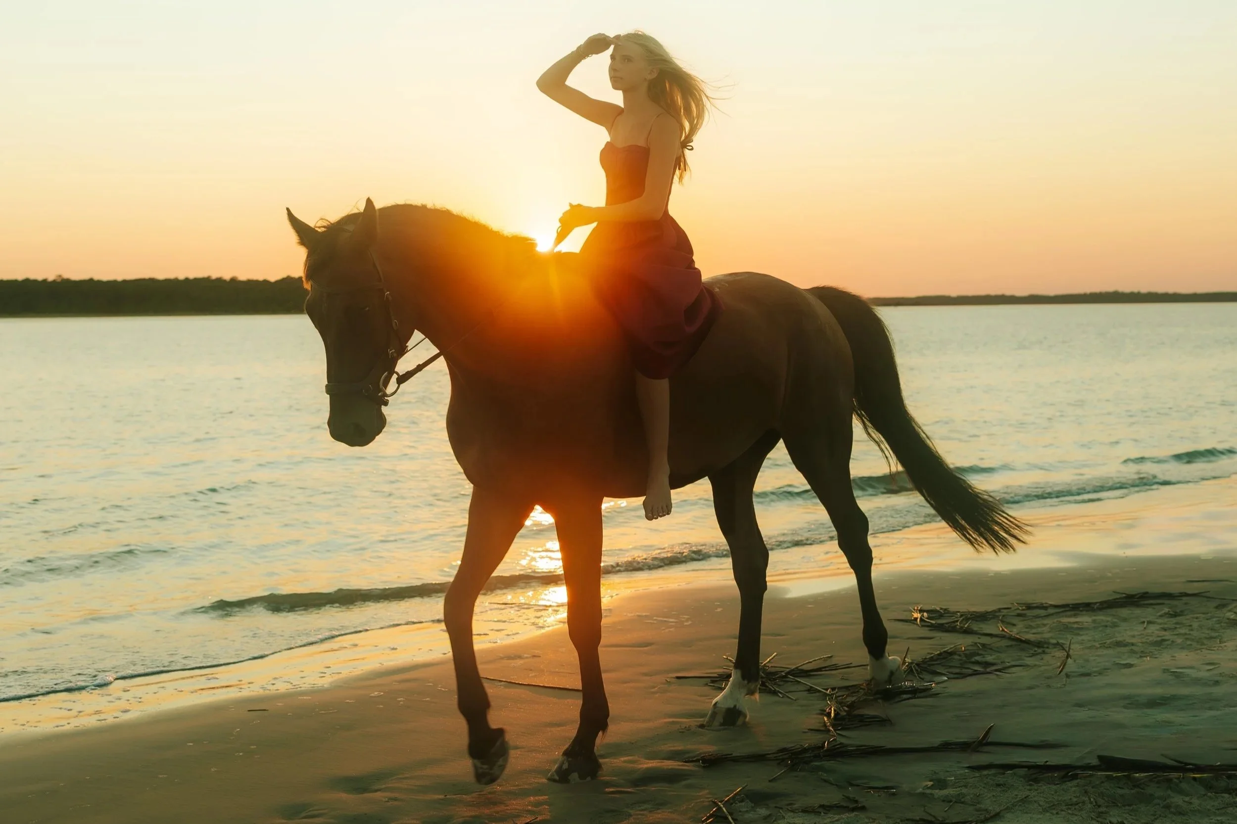 Beach Senior Photos with Horse