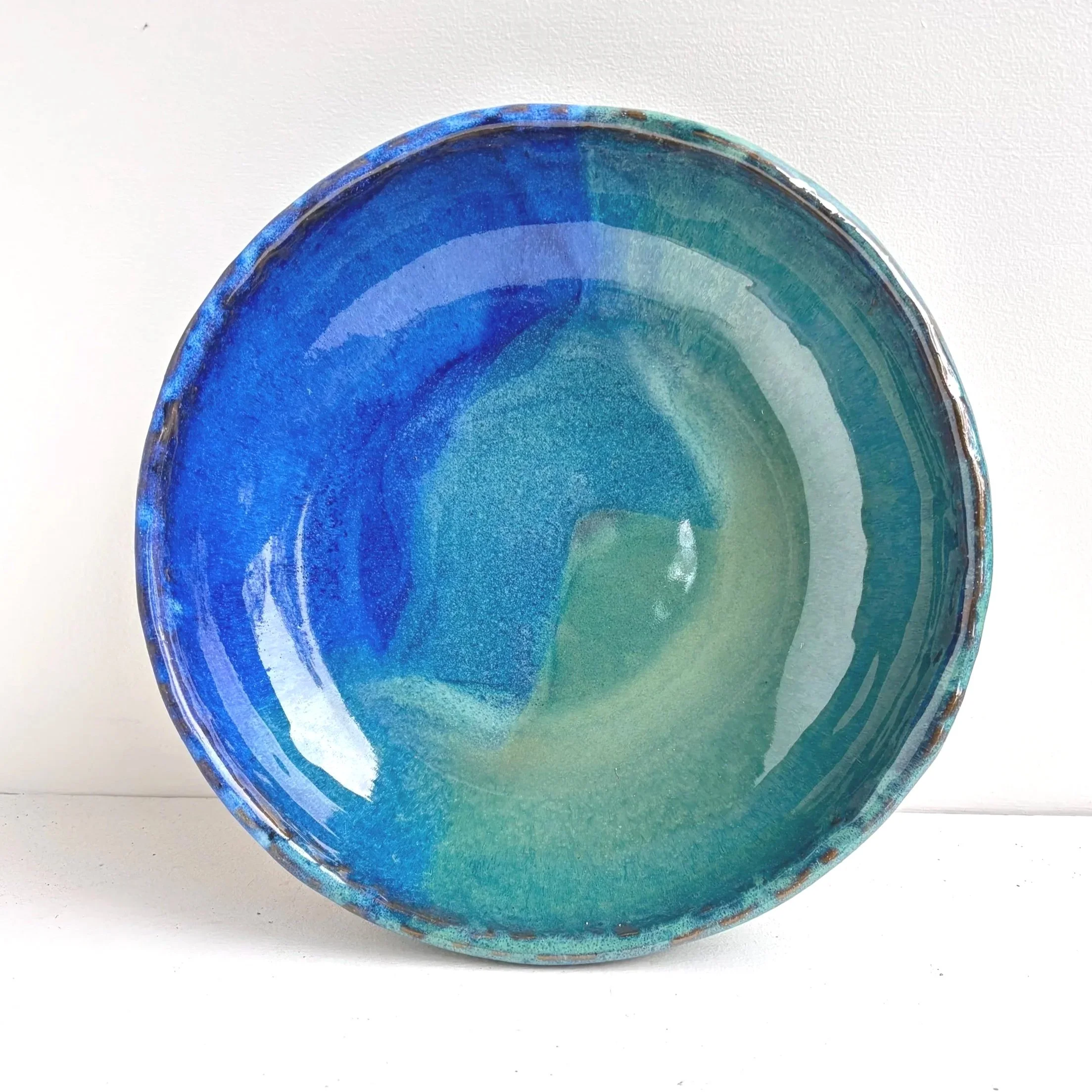 Blue green serving bowl